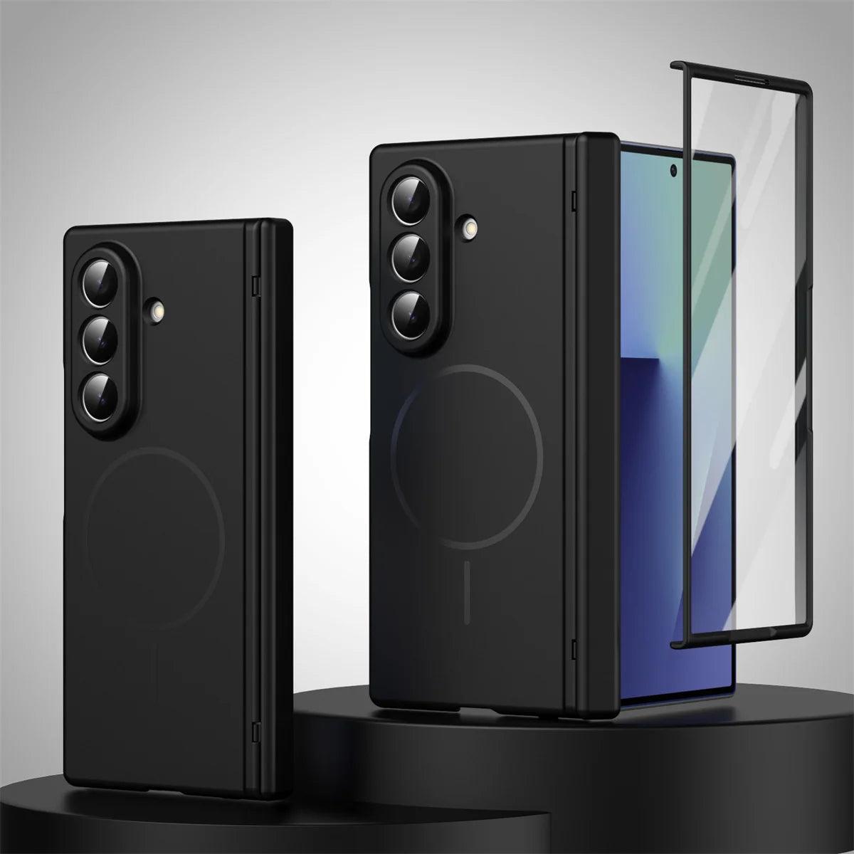 Magnetic Hinge Case with Screen Protector for Samsung Galaxy Z Fold 7