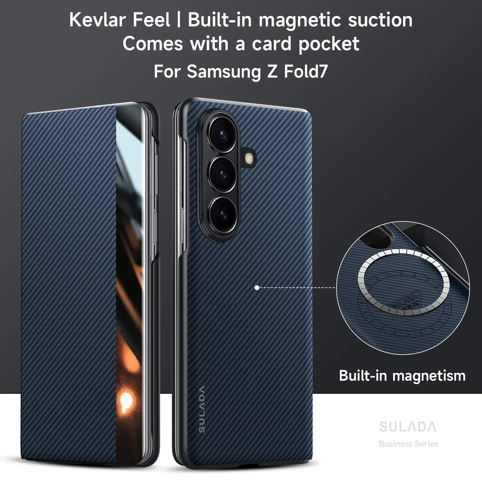 Carbon Fiber Leather MagSafe Flip Case with Window for Samsung Galaxy Z Fold 8