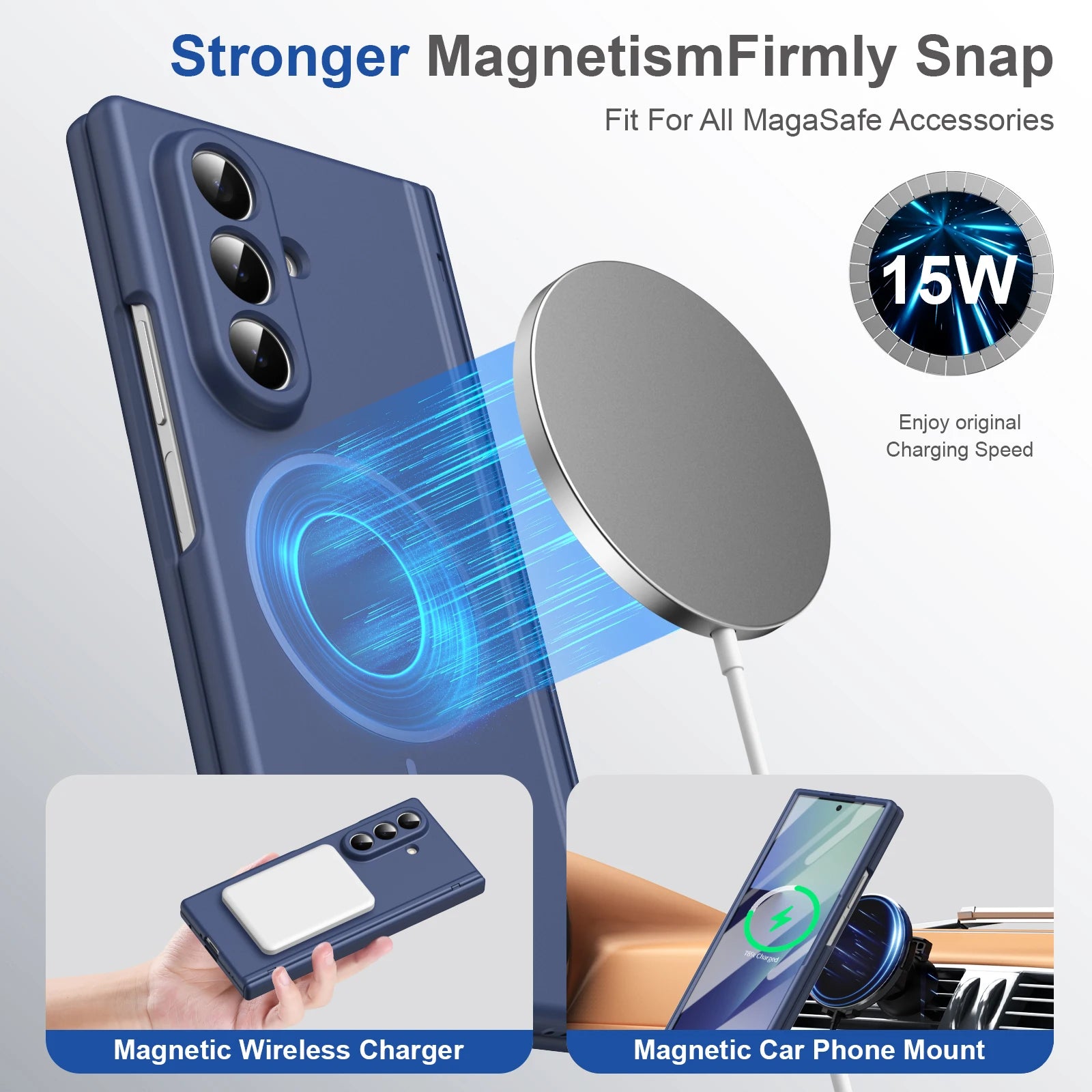 Magnetic Hinge Case with Screen Protector for Samsung Galaxy Z Fold 7