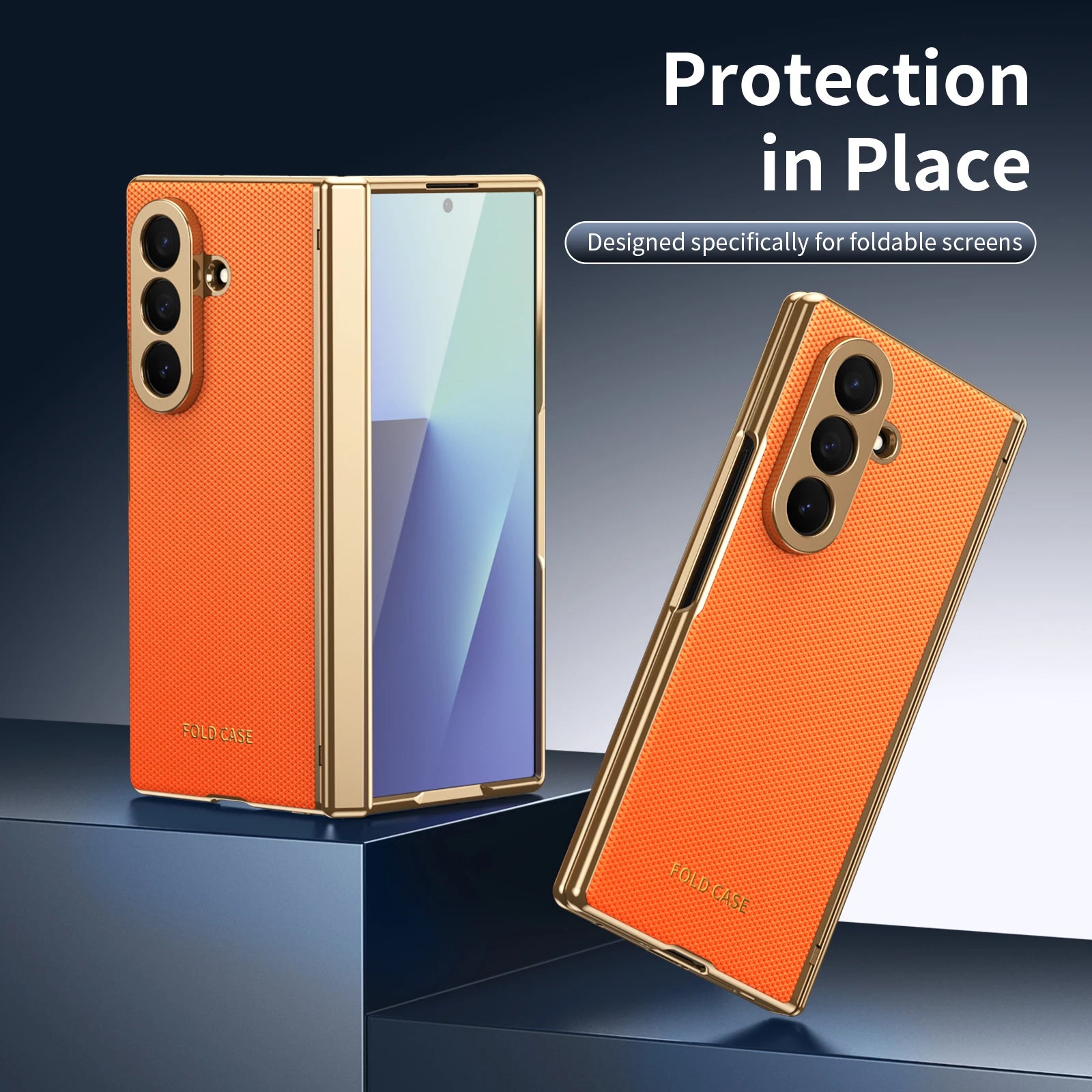 Plaid Vegan Leather Case with Screen Glass for Samsung Galaxy Z Fold 7