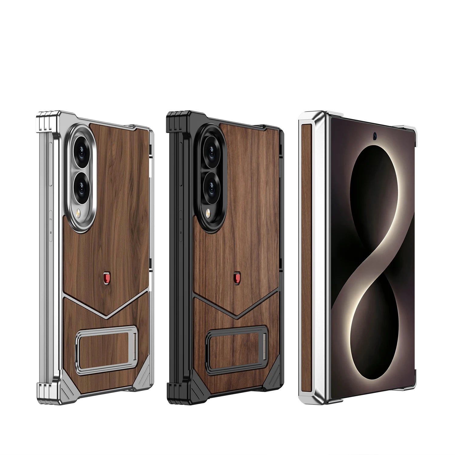 Premium Alloy Wood Stand Case For Samsung Galaxy Z Fold 8