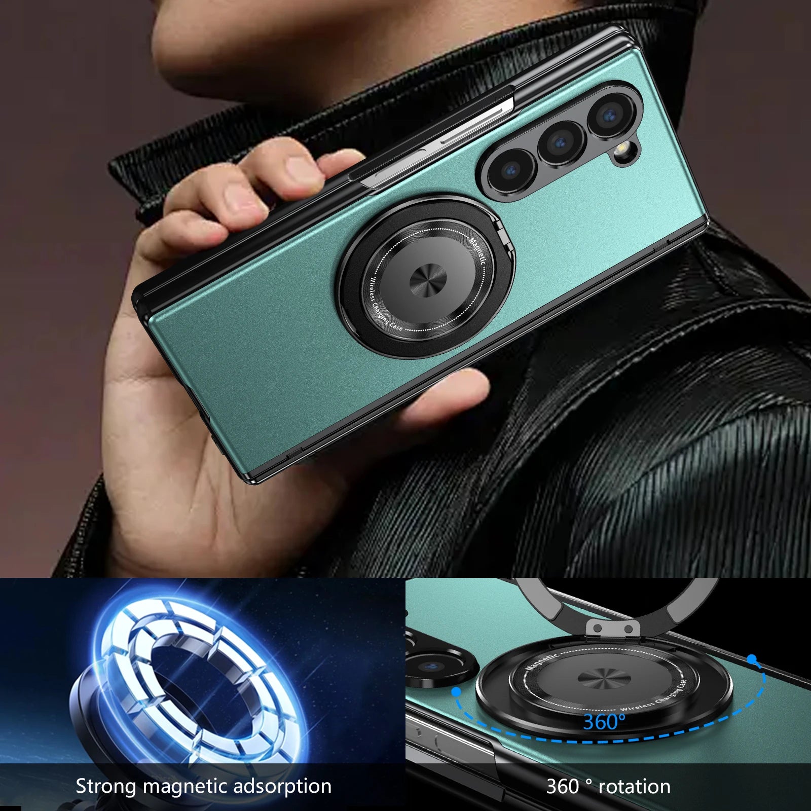 Aluminum Alloy Case with 360° Ring Kickstand for Samsung Galaxy Z Fold 7