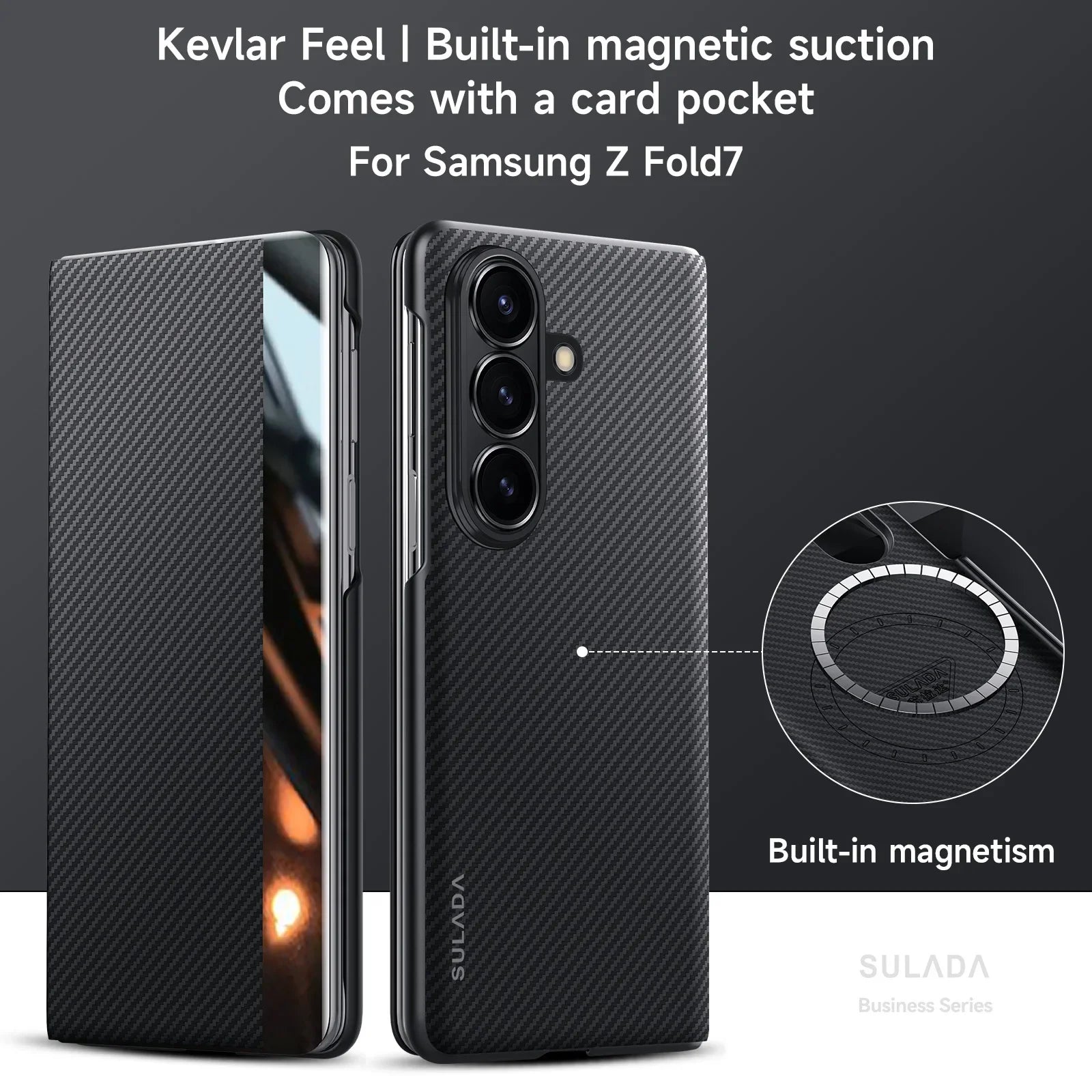 Carbon Fiber Leather MagSafe Flip Case with Window for Samsung Galaxy Z Fold 8