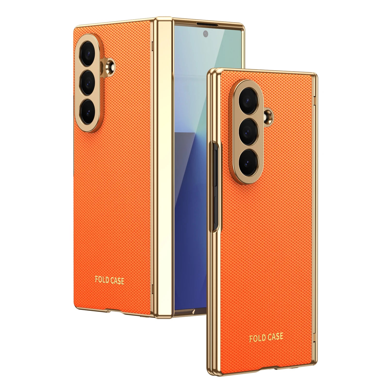 Plaid Vegan Leather Case with Screen Glass for Samsung Galaxy Z Fold 7