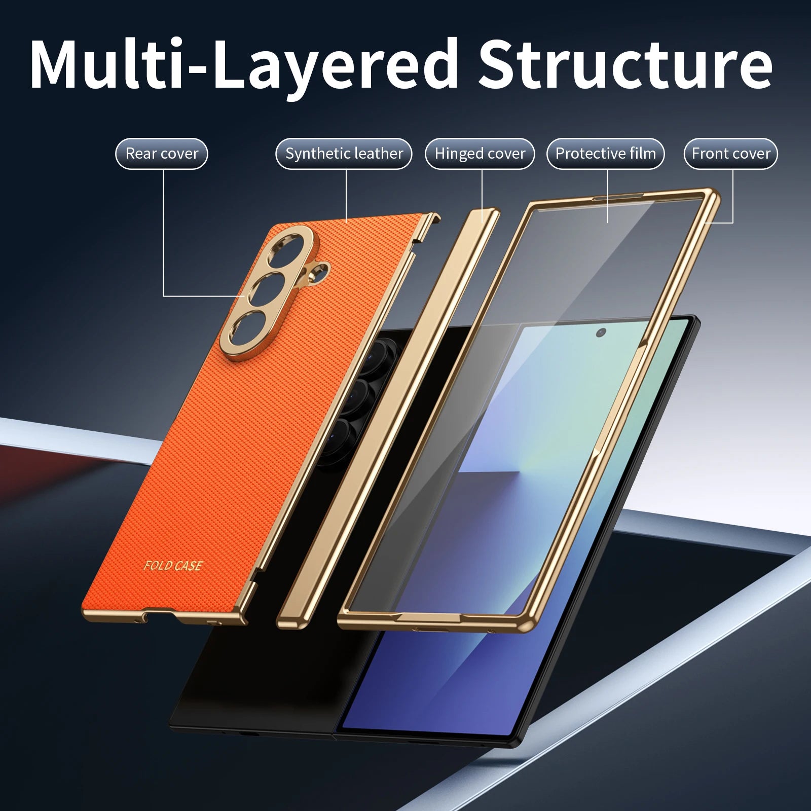 Plaid Vegan Leather Case with Screen Glass for Samsung Galaxy Z Fold 7