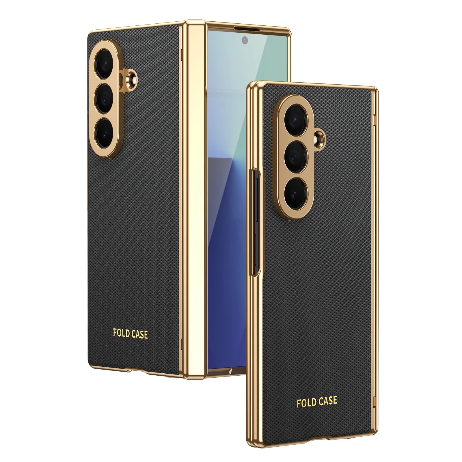 Plaid Vegan Leather Case with Screen Glass for Samsung Galaxy Z Fold 7