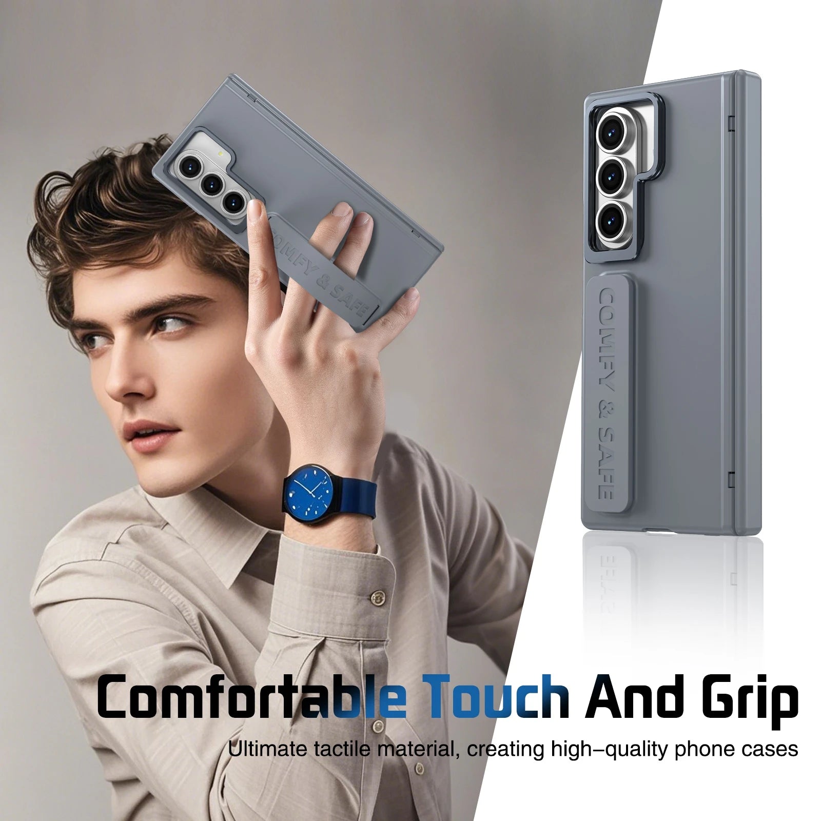 Magnetic Hinge Case with Camera Cover & Wrist Strap for Samsung Galaxy Z Fold 7
