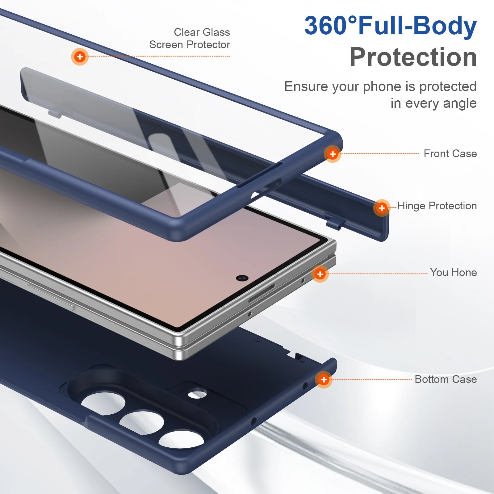 Magnetic Hinge Case with Screen Protector for Samsung Galaxy Z Fold 7