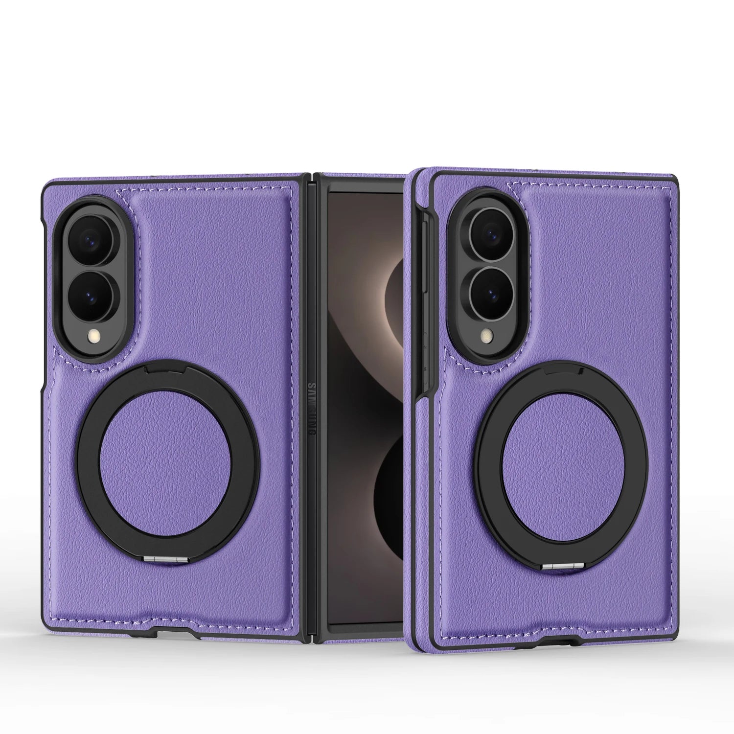 360° Magnetic Leather Ring Stand Case For Galaxy Z Fold 8 Series