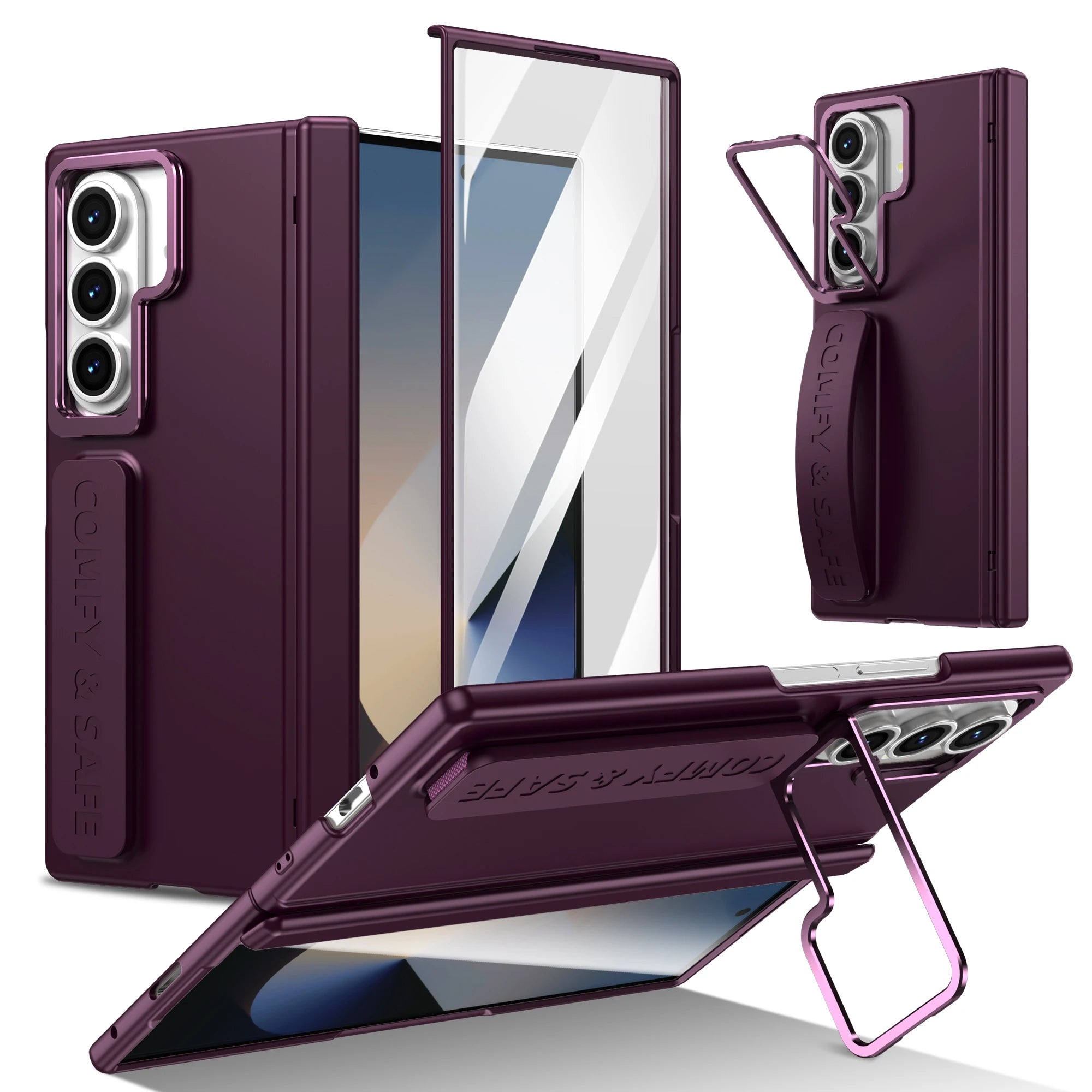 Magnetic Hinge Case with Camera Cover & Wrist Strap for Samsung Galaxy Z Fold 7