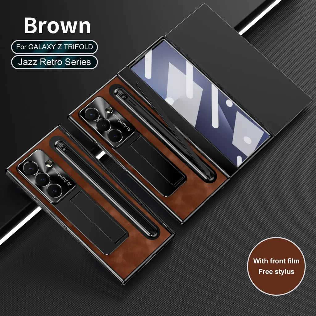 Leather Kickstand Case with S Pen Slot for Samsung Galaxy Z TriFold