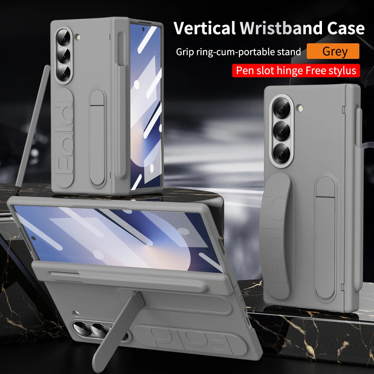 Wristband Hinge Case with S Pen Slot & Screen Protector for Samsung Galaxy Z Fold 7