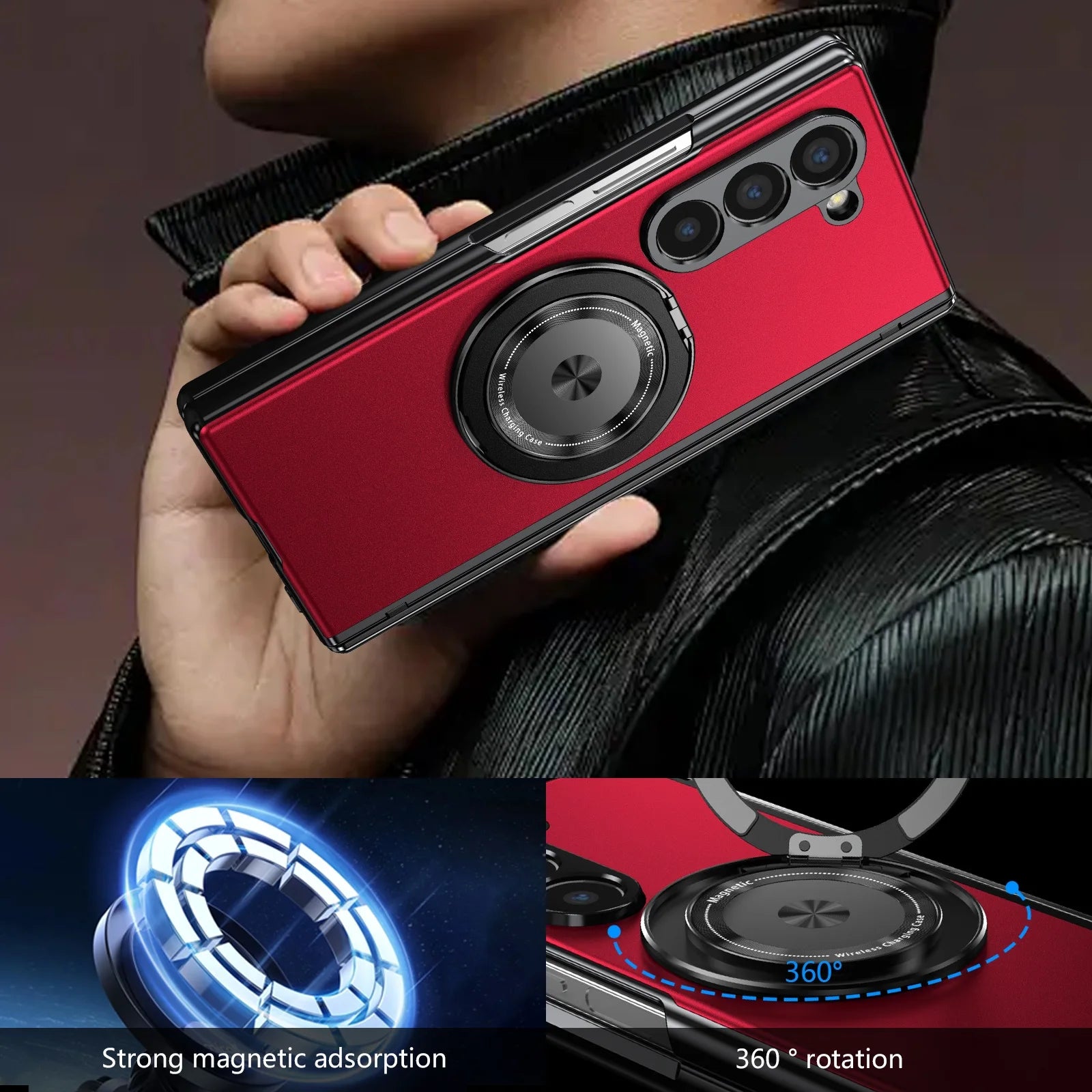 Aluminum Alloy Case with 360° Ring Kickstand for Samsung Galaxy Z Fold 7
