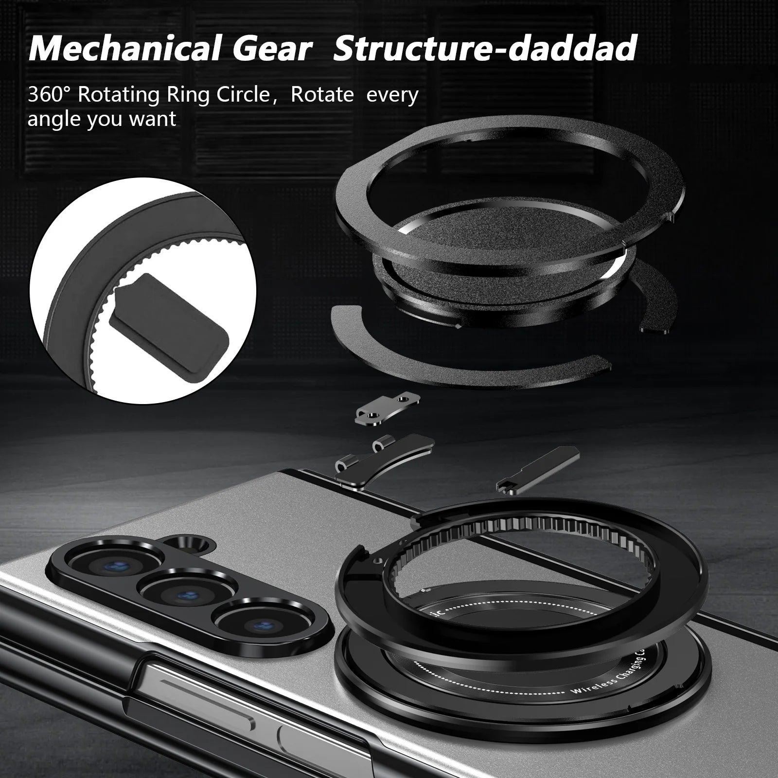 Aluminum Alloy Case with 360° Ring Kickstand for Samsung Galaxy Z Fold 7