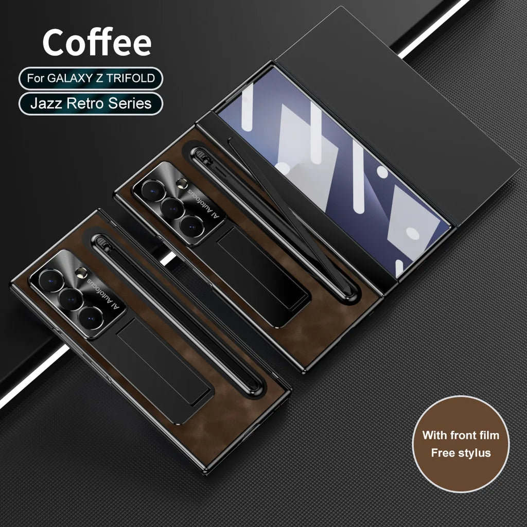 Leather Kickstand Case with S Pen Slot for Samsung Galaxy Z TriFold