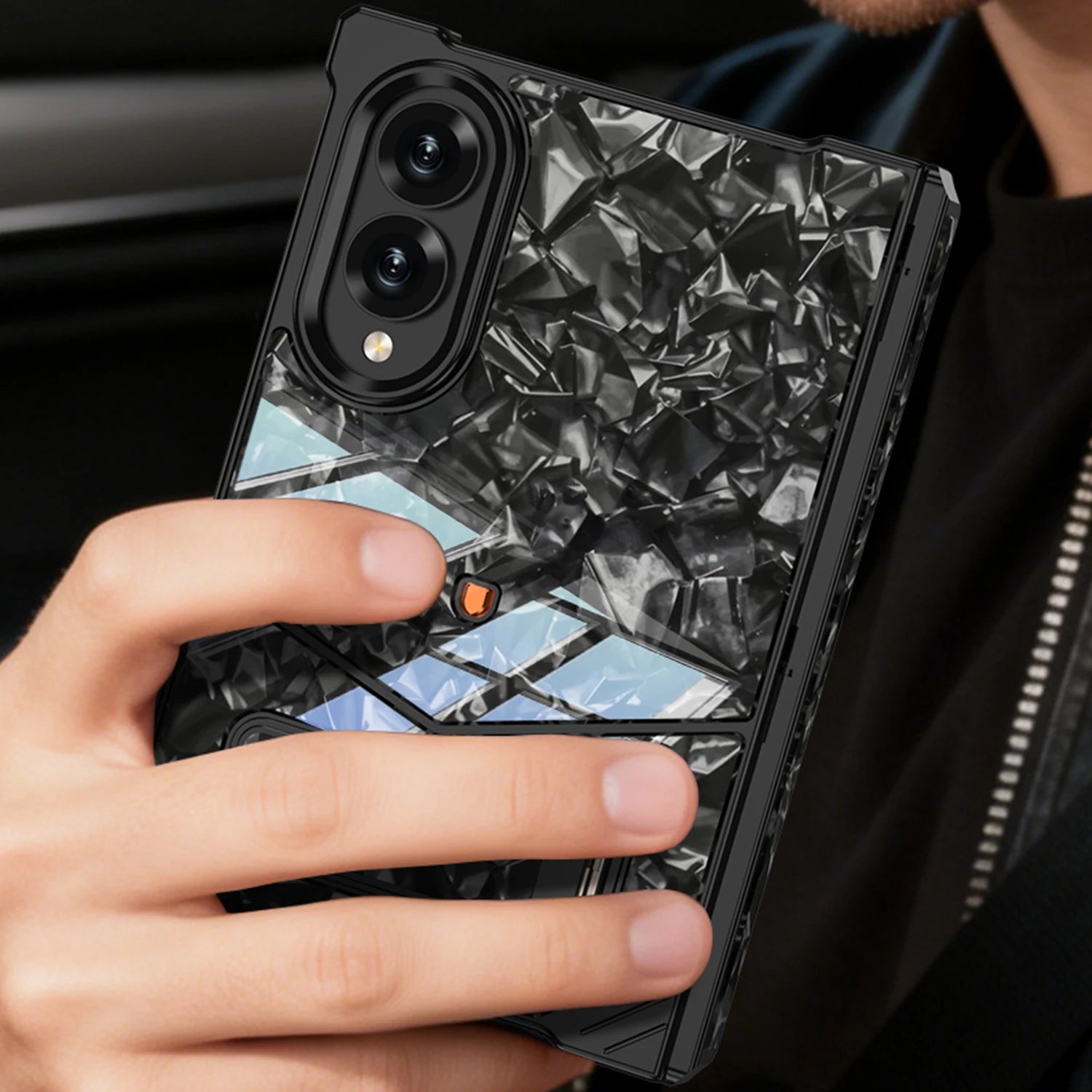 Luxury Alloy Marble Stand Case For Galaxy Z Fold 8 Series