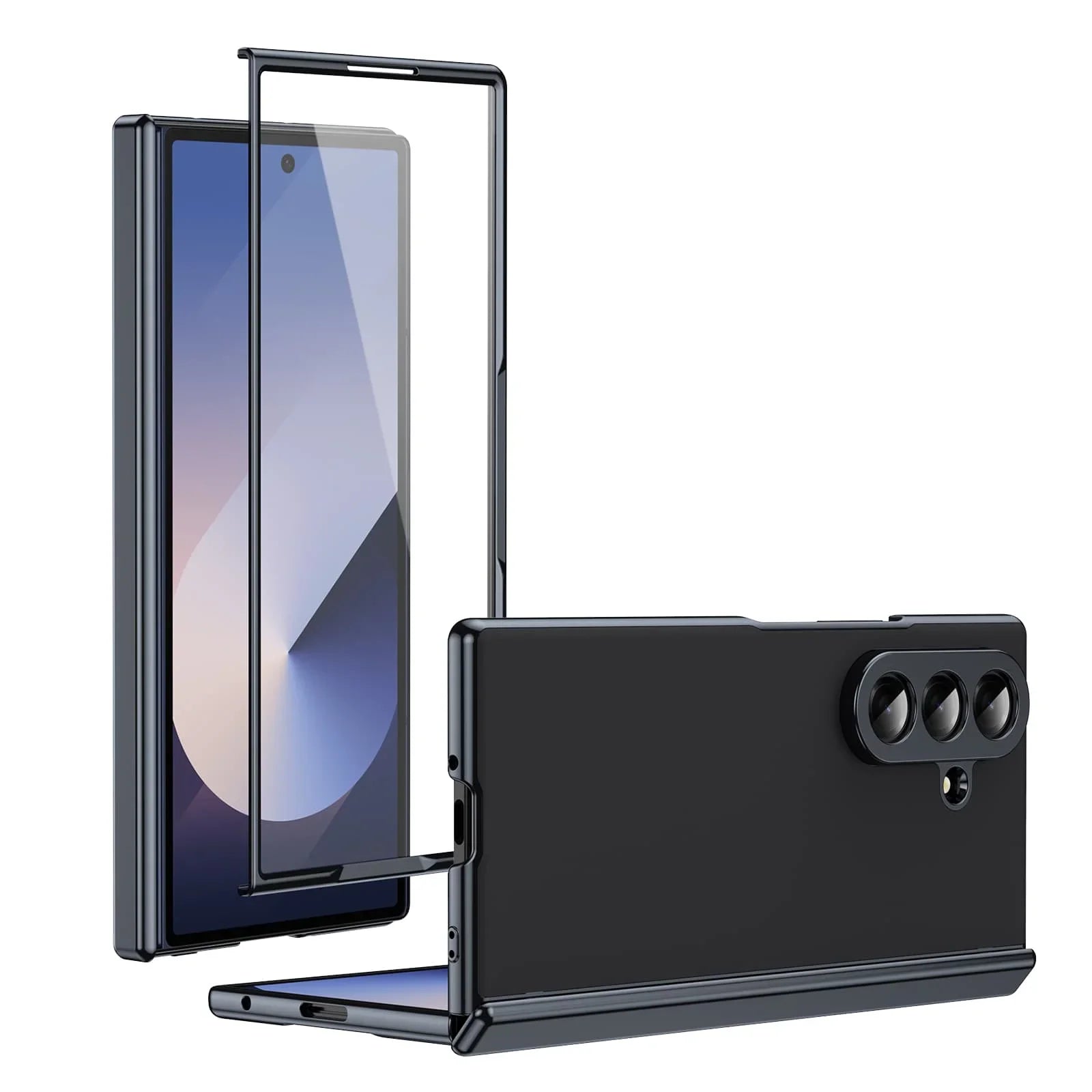 Matte Leather Case with Gold Trim & Tempered Film for Samsung Galaxy Z Fold 7