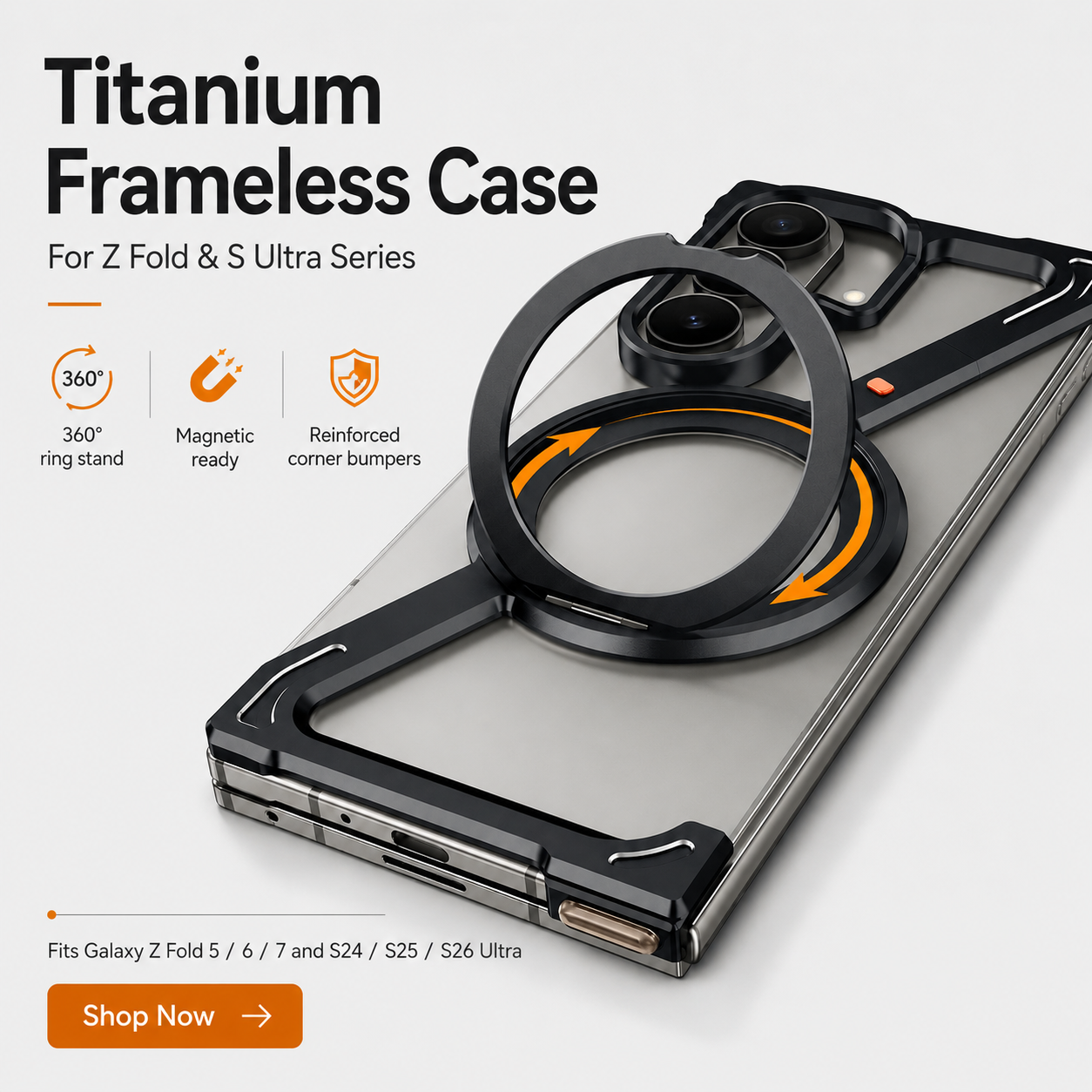 Titanium Z Frameless Case For Samsung Galaxy Z Fold Series