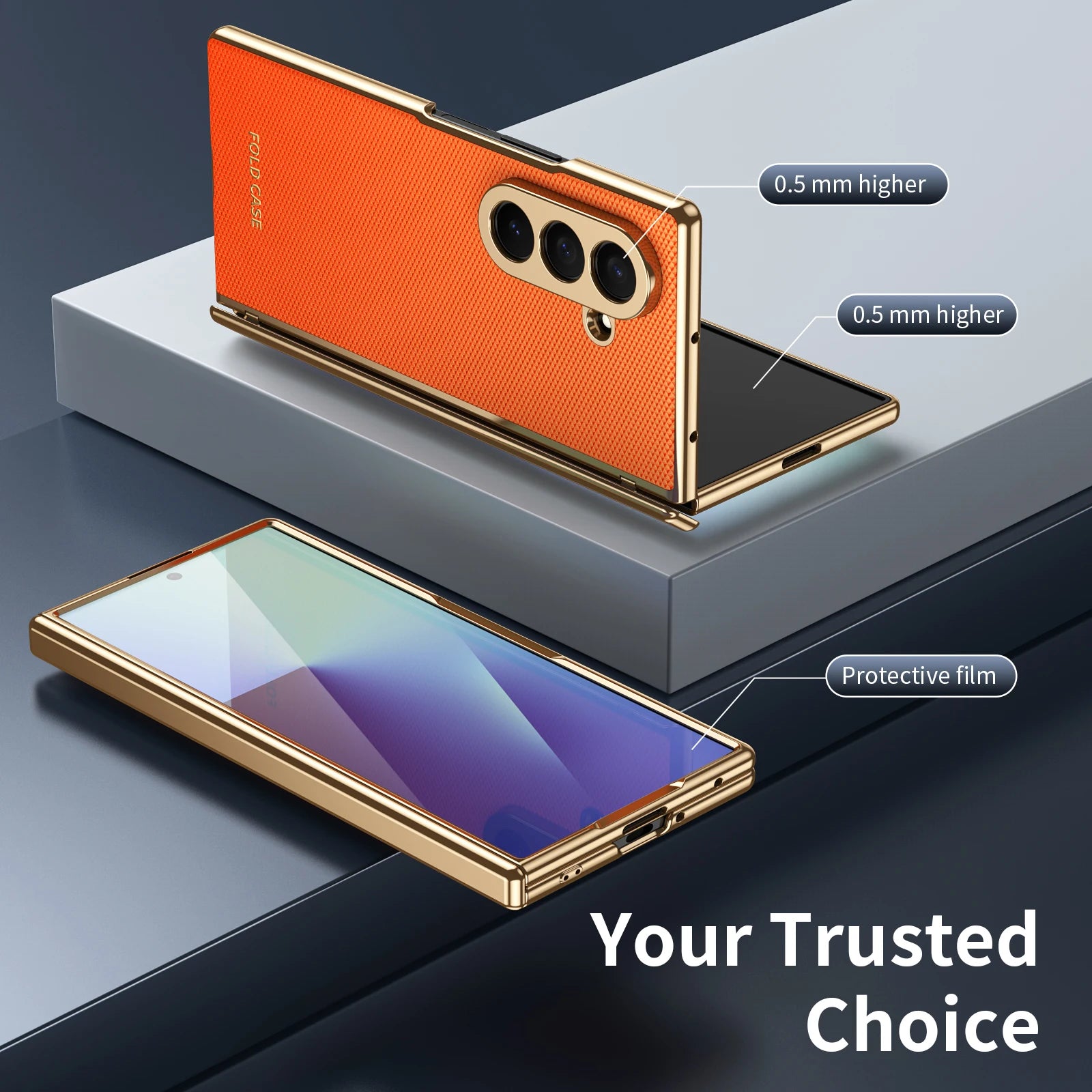 Plaid Vegan Leather Case with Screen Glass for Samsung Galaxy Z Fold 7