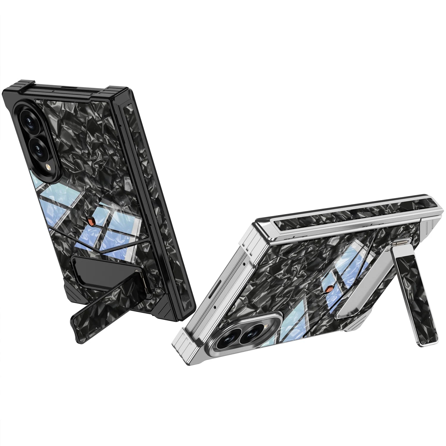 Luxury Alloy Marble Stand Case For Galaxy Z Fold 8 Series