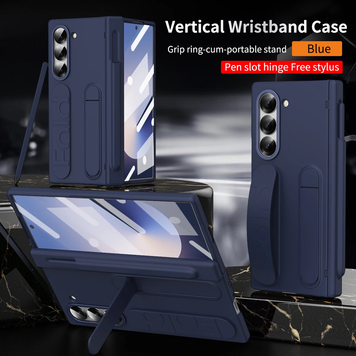 Wristband Hinge Case with S Pen Slot & Screen Protector for Samsung Galaxy Z Fold 7