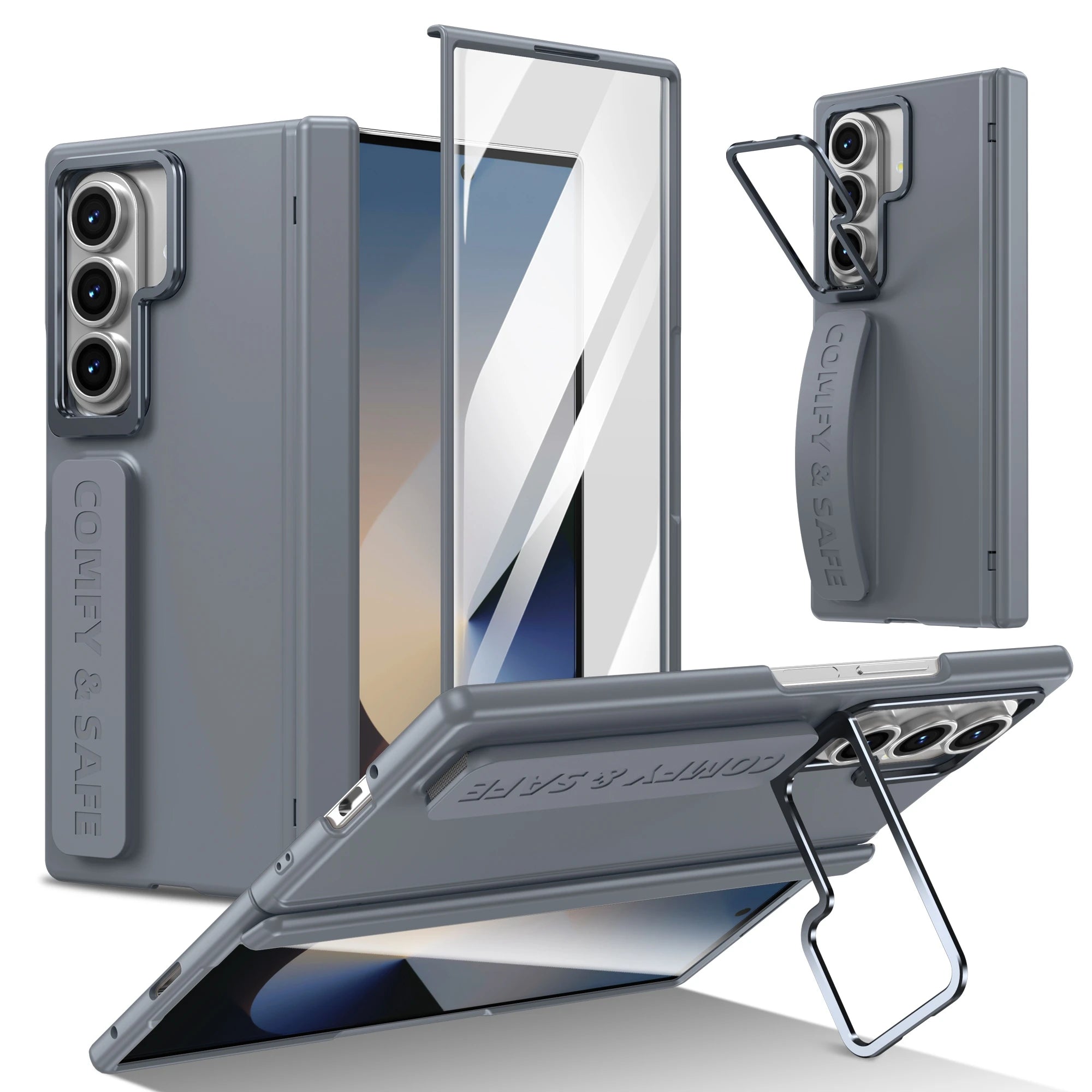 Magnetic Hinge Case with Camera Cover & Wrist Strap for Samsung Galaxy Z Fold 7