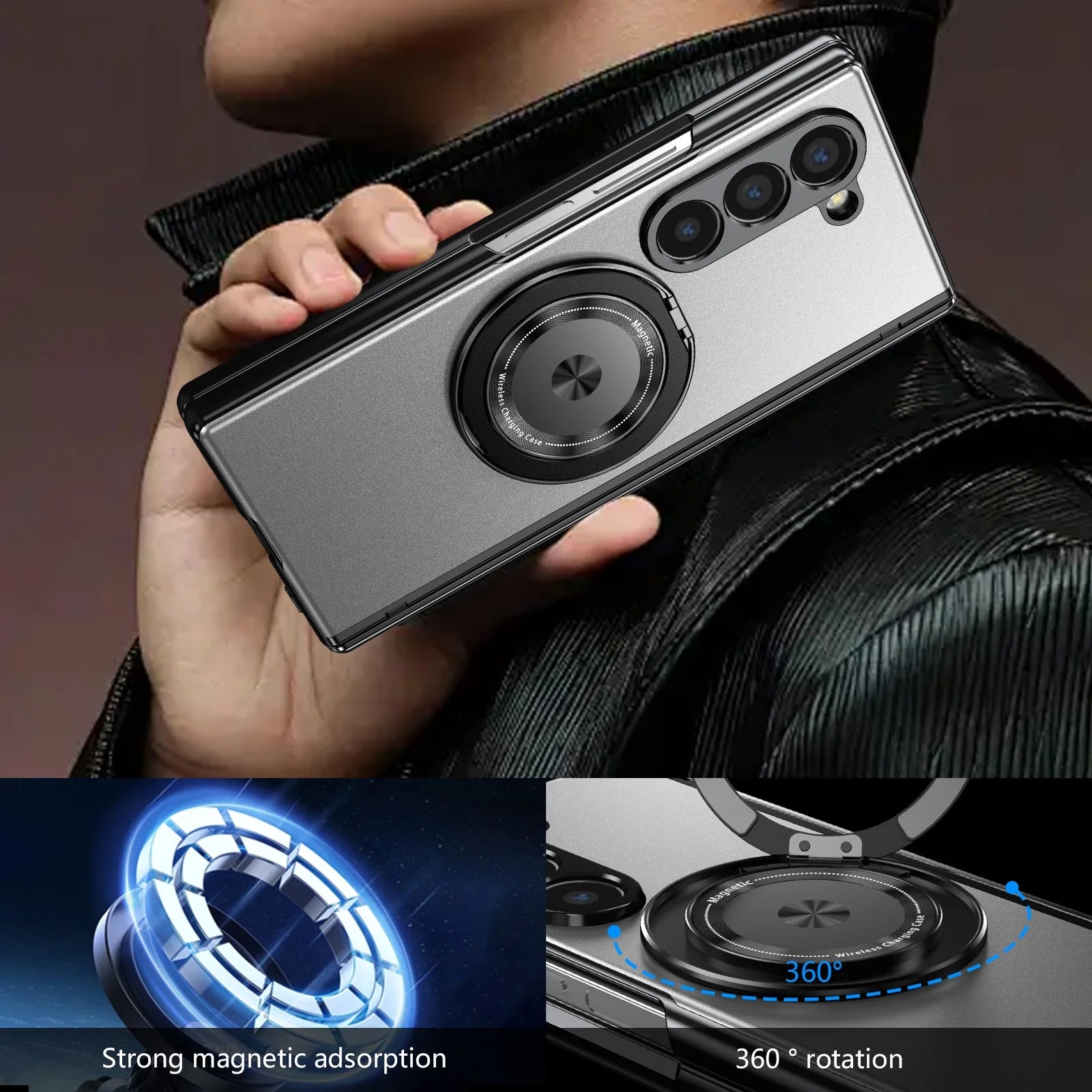 Aluminum Alloy Case with 360° Ring Kickstand for Samsung Galaxy Z Fold 7
