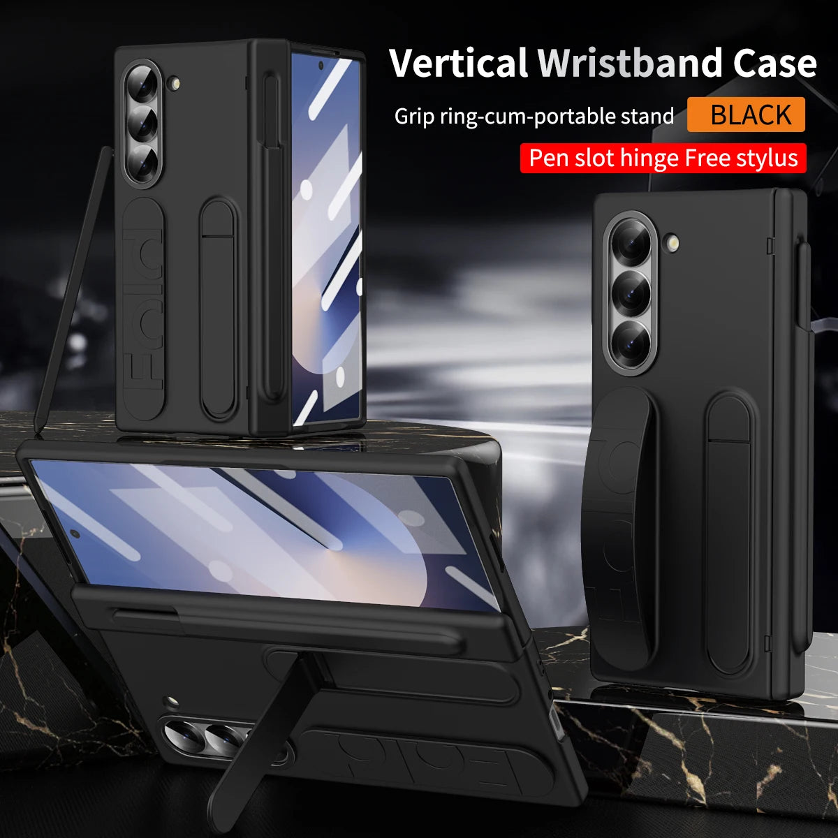 Wristband Hinge Case with S Pen Slot & Screen Protector for Samsung Galaxy Z Fold 7