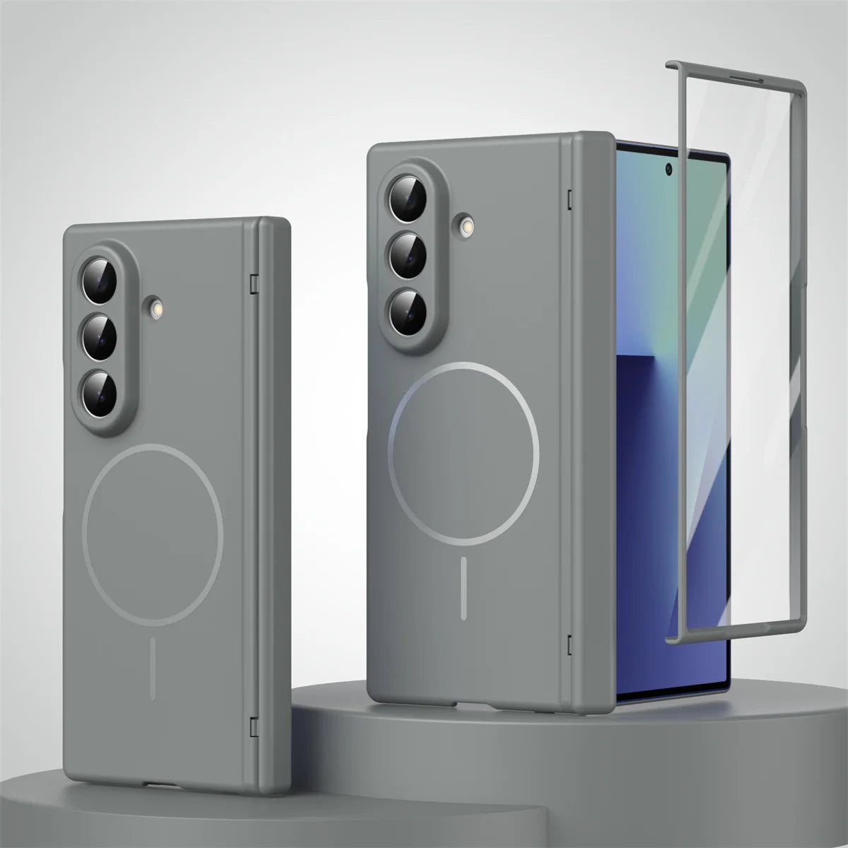 Magnetic Hinge Case with Screen Protector for Samsung Galaxy Z Fold 7