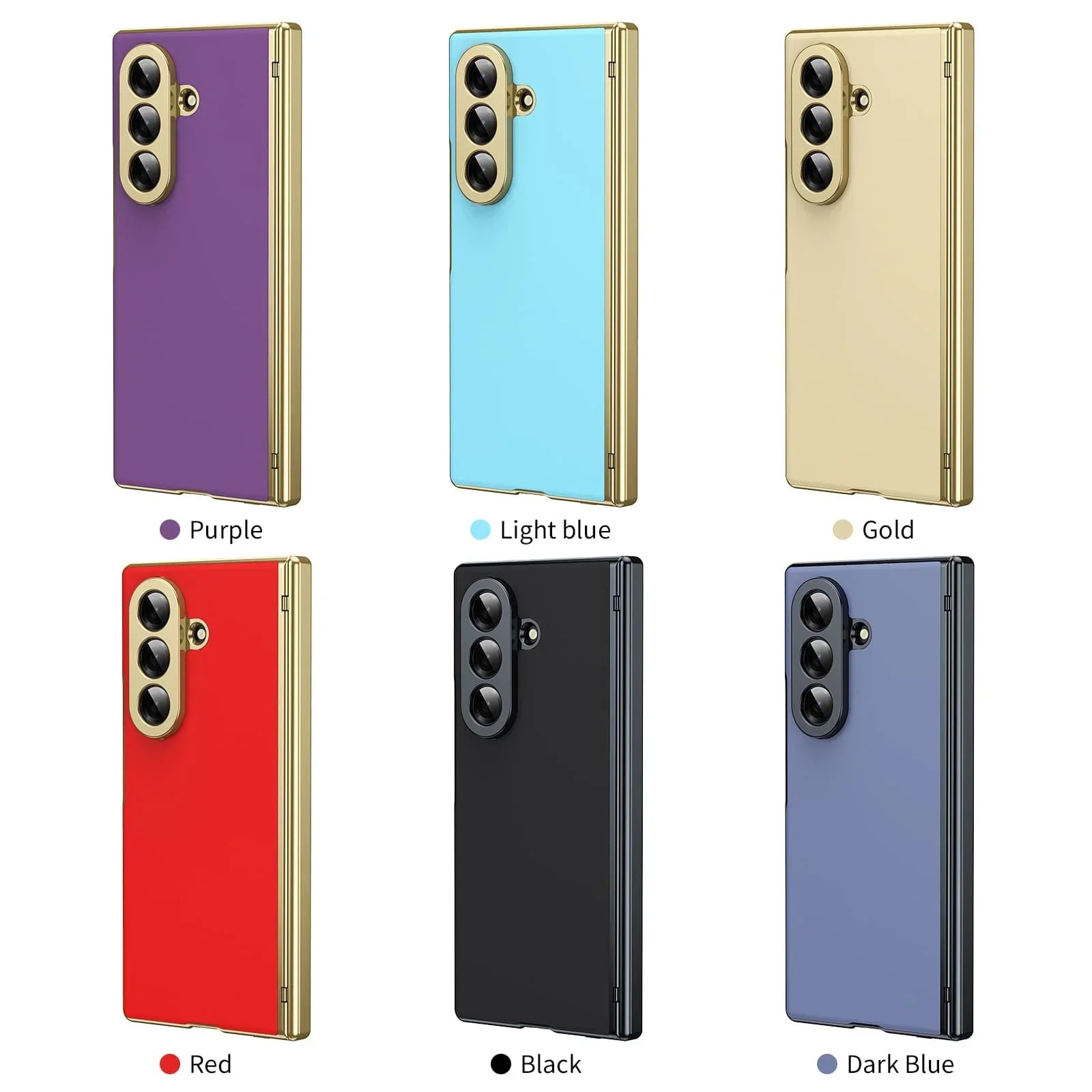 Matte Leather Case with Gold Trim & Tempered Film for Samsung Galaxy Z Fold 7