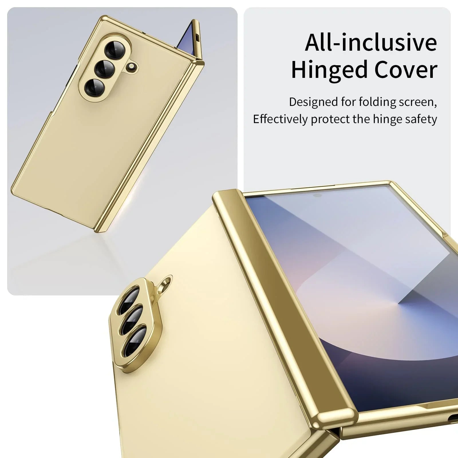 Matte Leather Case with Gold Trim & Tempered Film for Samsung Galaxy Z Fold 7