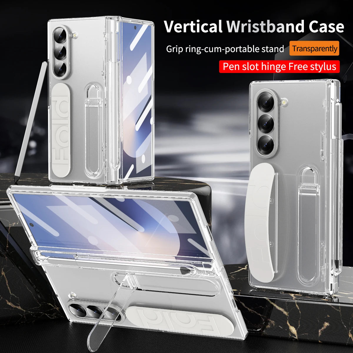 Wristband Hinge Case with S Pen Slot & Screen Protector for Samsung Galaxy Z Fold 7