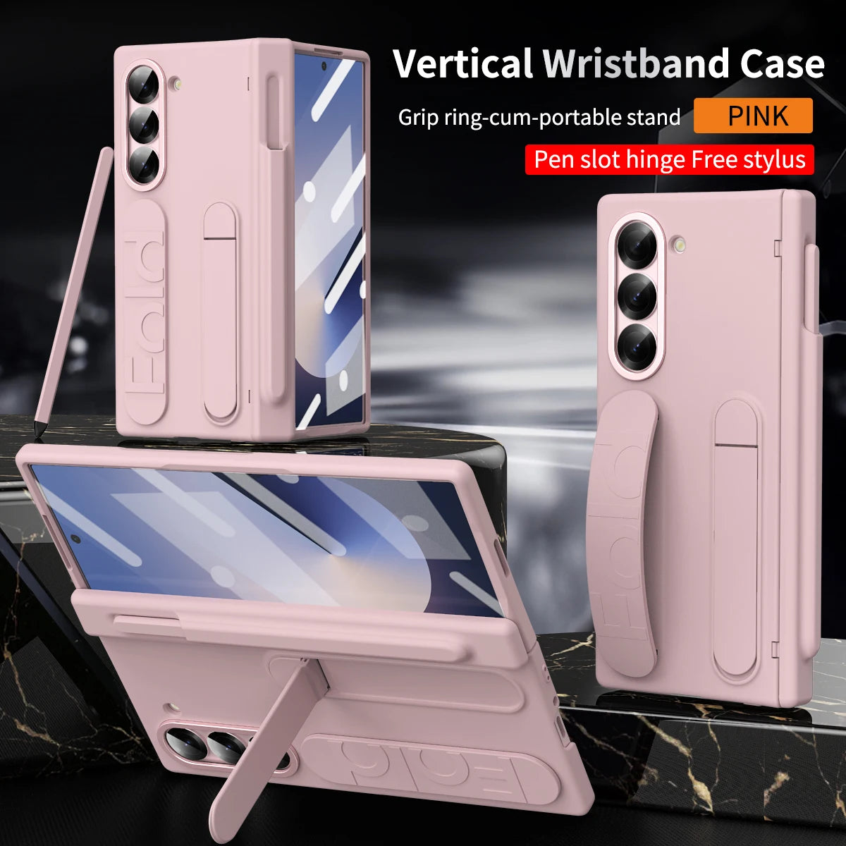 Wristband Hinge Case with S Pen Slot & Screen Protector for Samsung Galaxy Z Fold 7