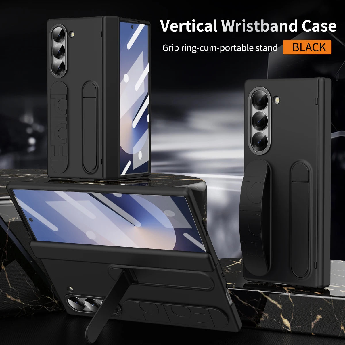 Wristband Hinge Case with S Pen Slot & Screen Protector for Samsung Galaxy Z Fold 7