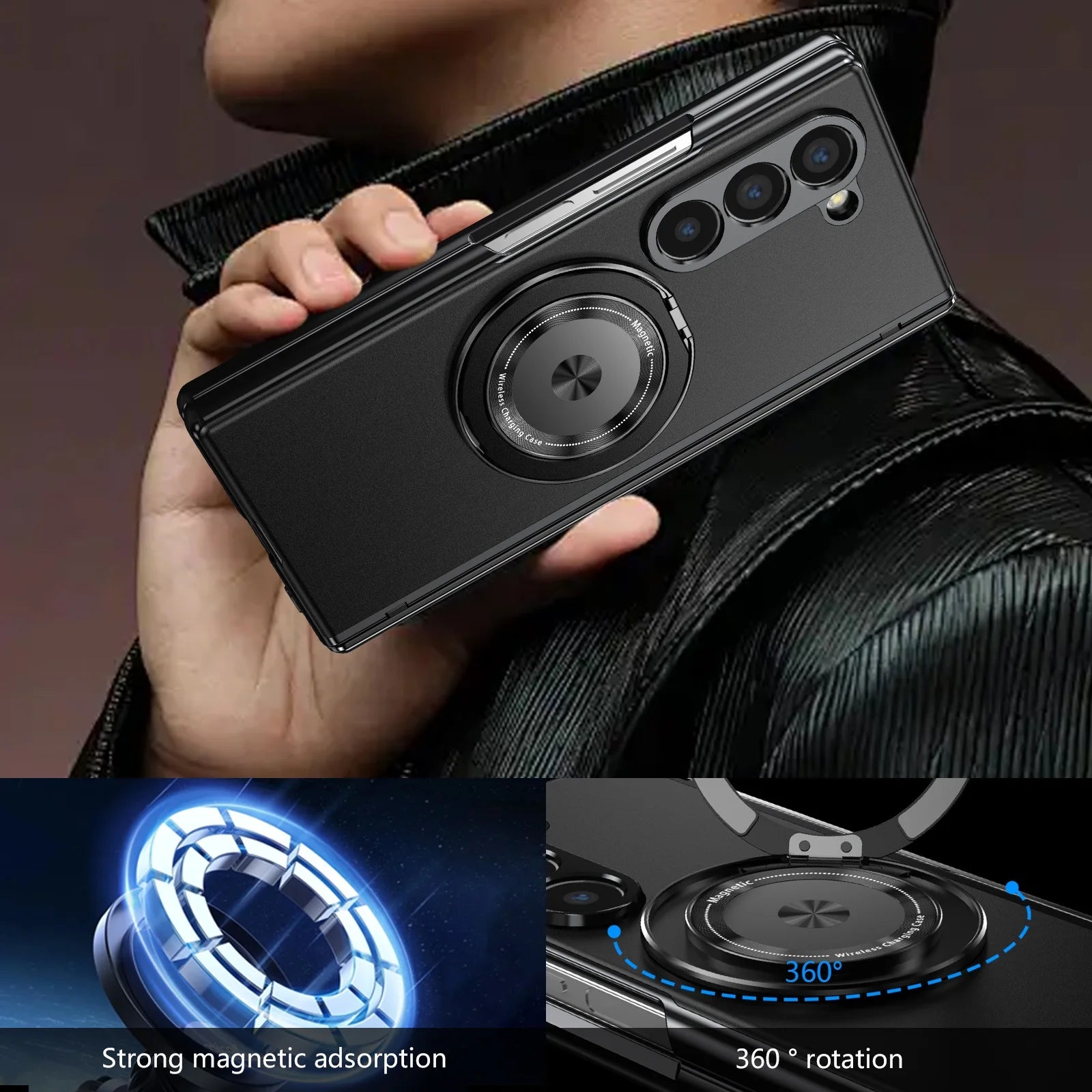 Aluminum Alloy Case with 360° Ring Kickstand for Samsung Galaxy Z Fold 7