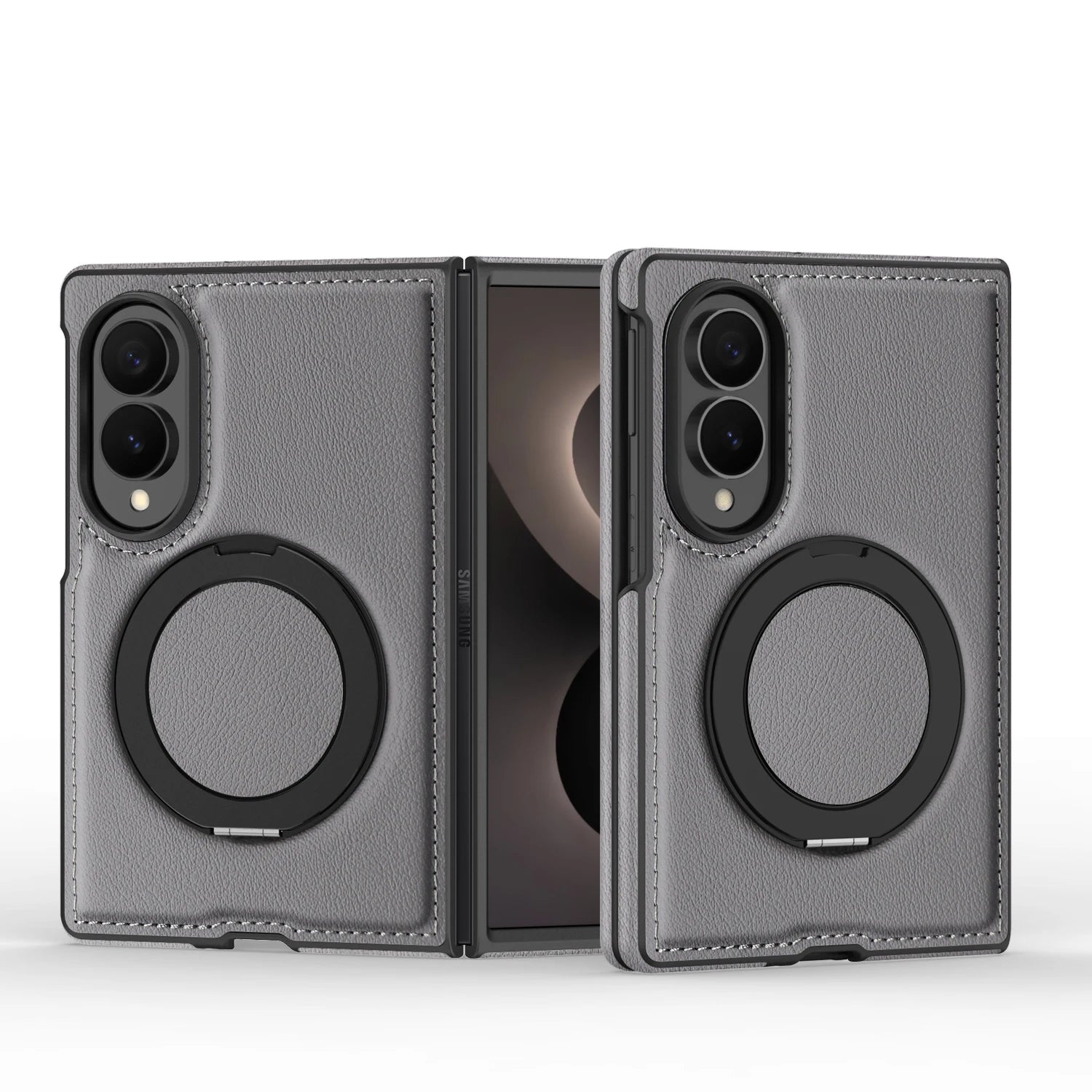360° Magnetic Leather Ring Stand Case For Galaxy Z Fold 8 Series