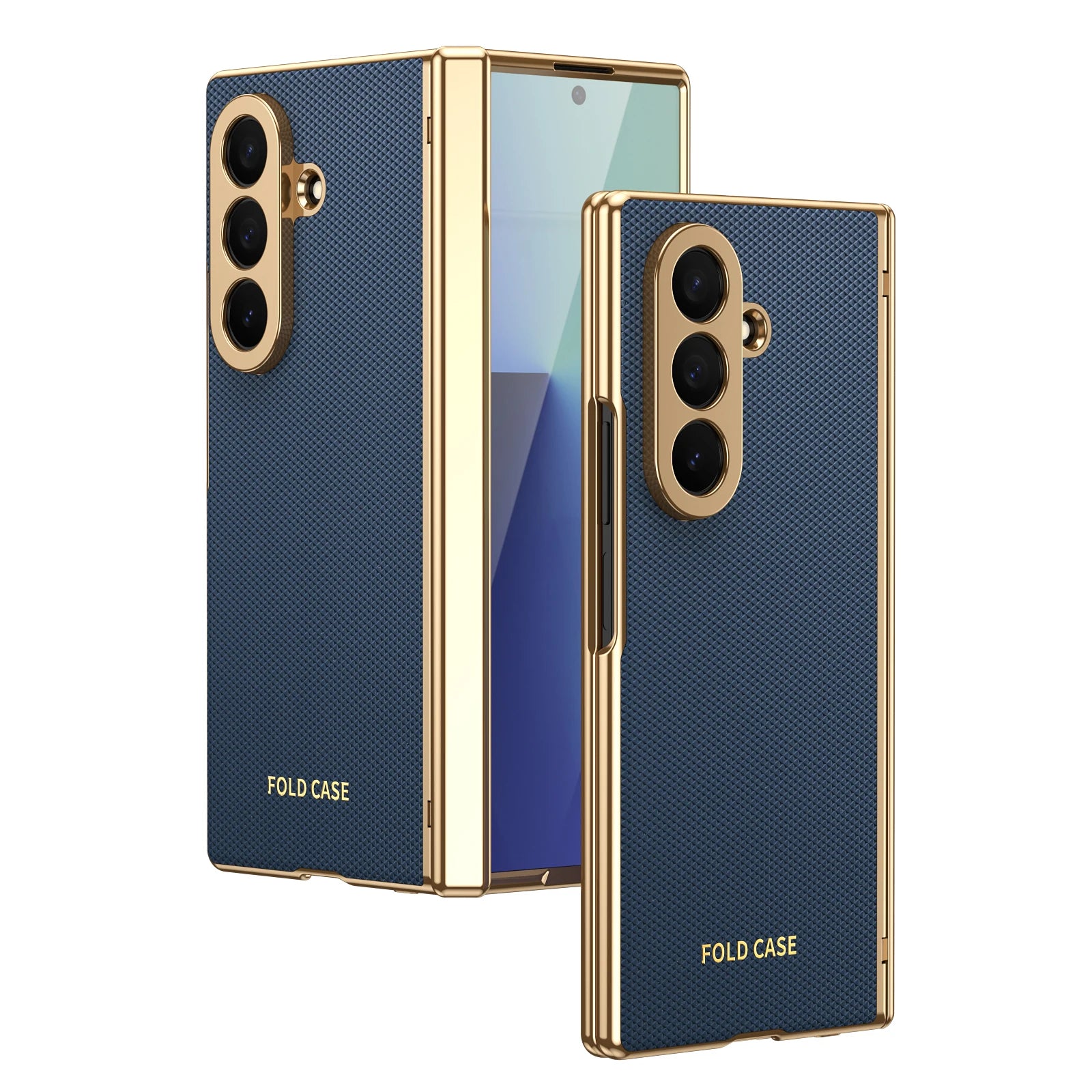 Plaid Vegan Leather Case with Screen Glass for Samsung Galaxy Z Fold 7