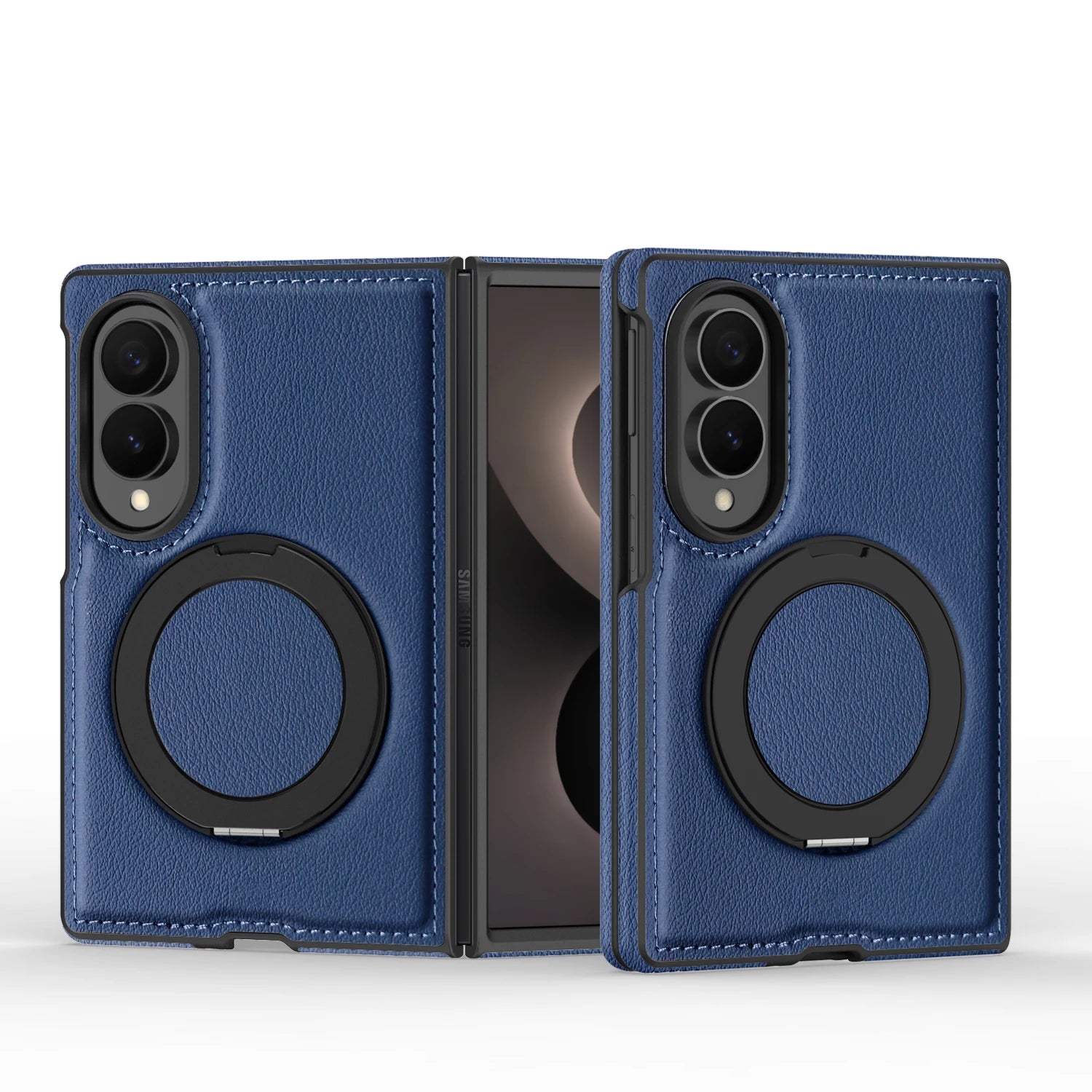 360° Magnetic Leather Ring Stand Case For Galaxy Z Fold 8 Series