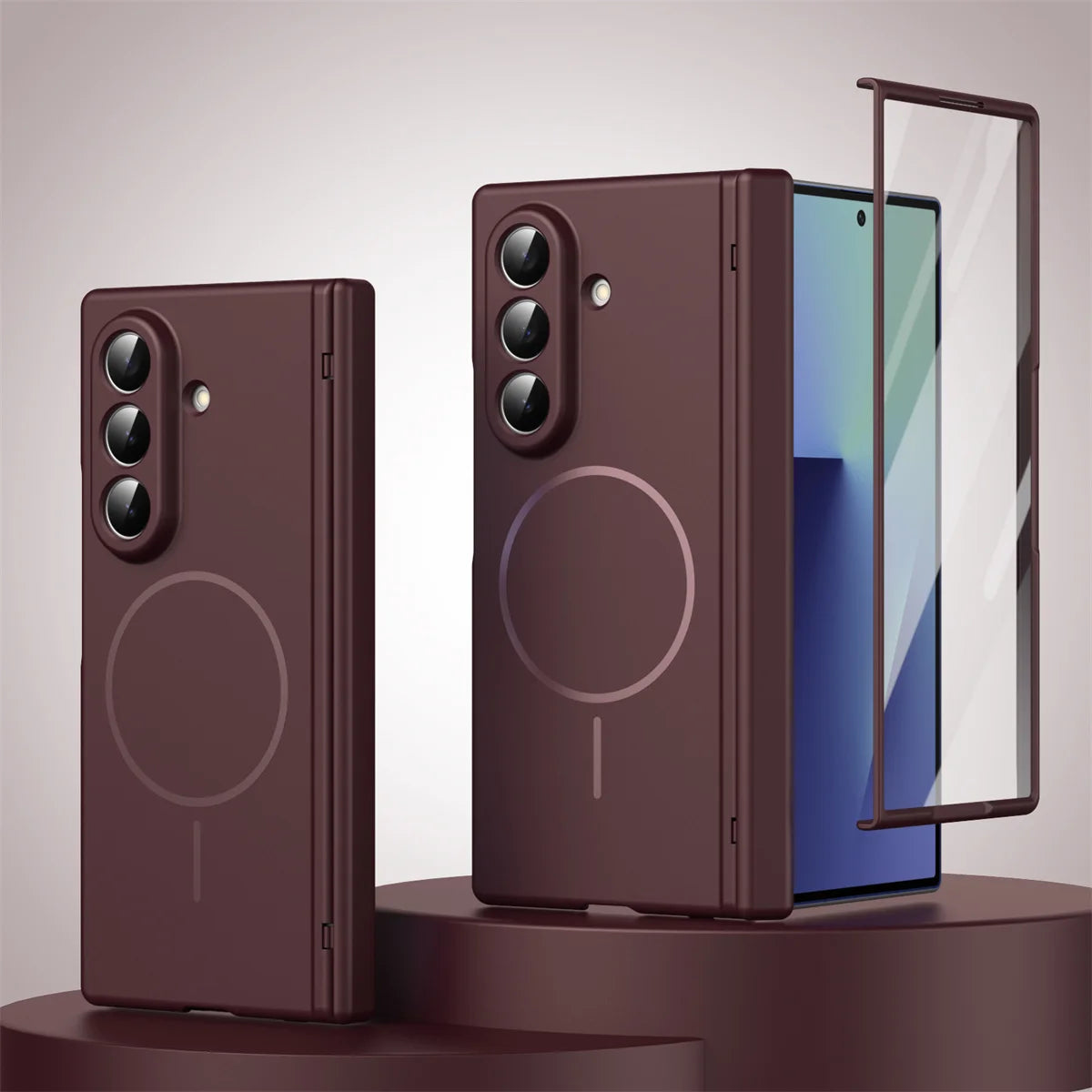 Magnetic Hinge Case with Screen Protector for Samsung Galaxy Z Fold 7