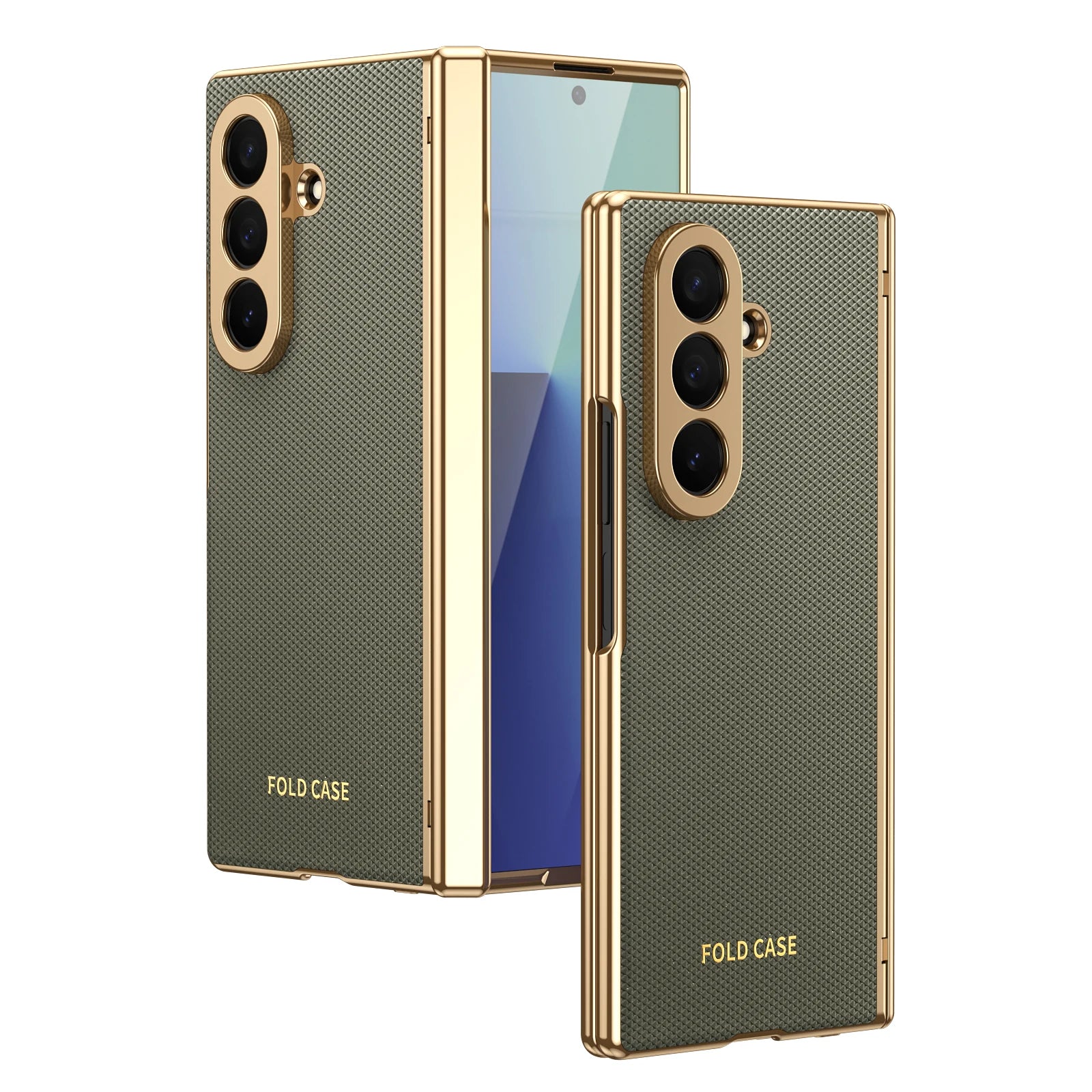 Plaid Vegan Leather Case with Screen Glass for Samsung Galaxy Z Fold 7