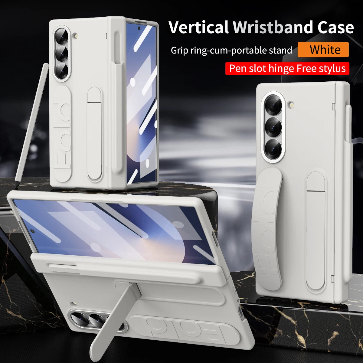 Wristband Hinge Case with S Pen Slot & Screen Protector for Samsung Galaxy Z Fold 7