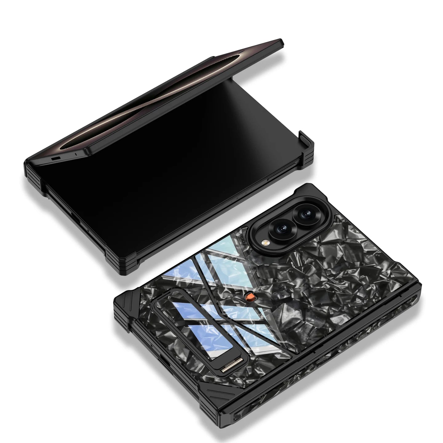 Luxury Alloy Marble Stand Case For Galaxy Z Fold 8 Series