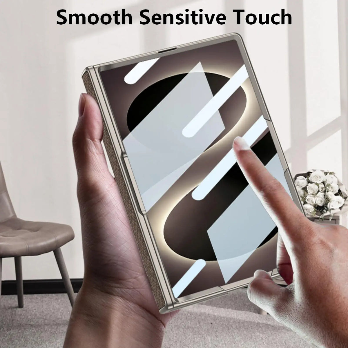 Woven Leather Magnetic Hinge Case with Kickstand for Galaxy Z Fold 8