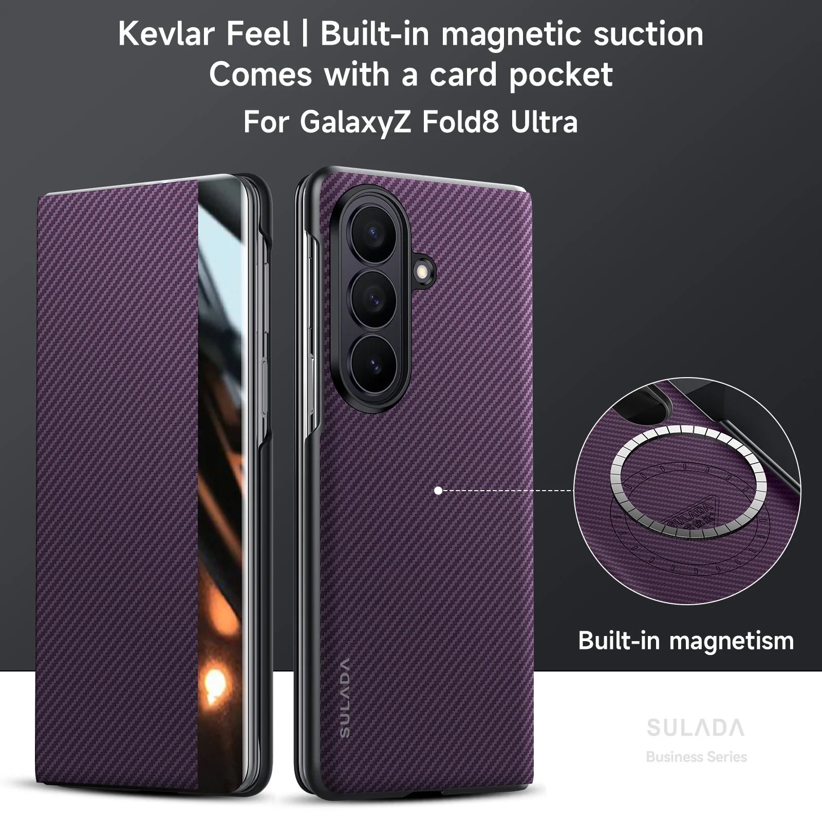 Carbon Fiber Leather MagSafe Flip Case with Window for Samsung Galaxy Z Fold 8