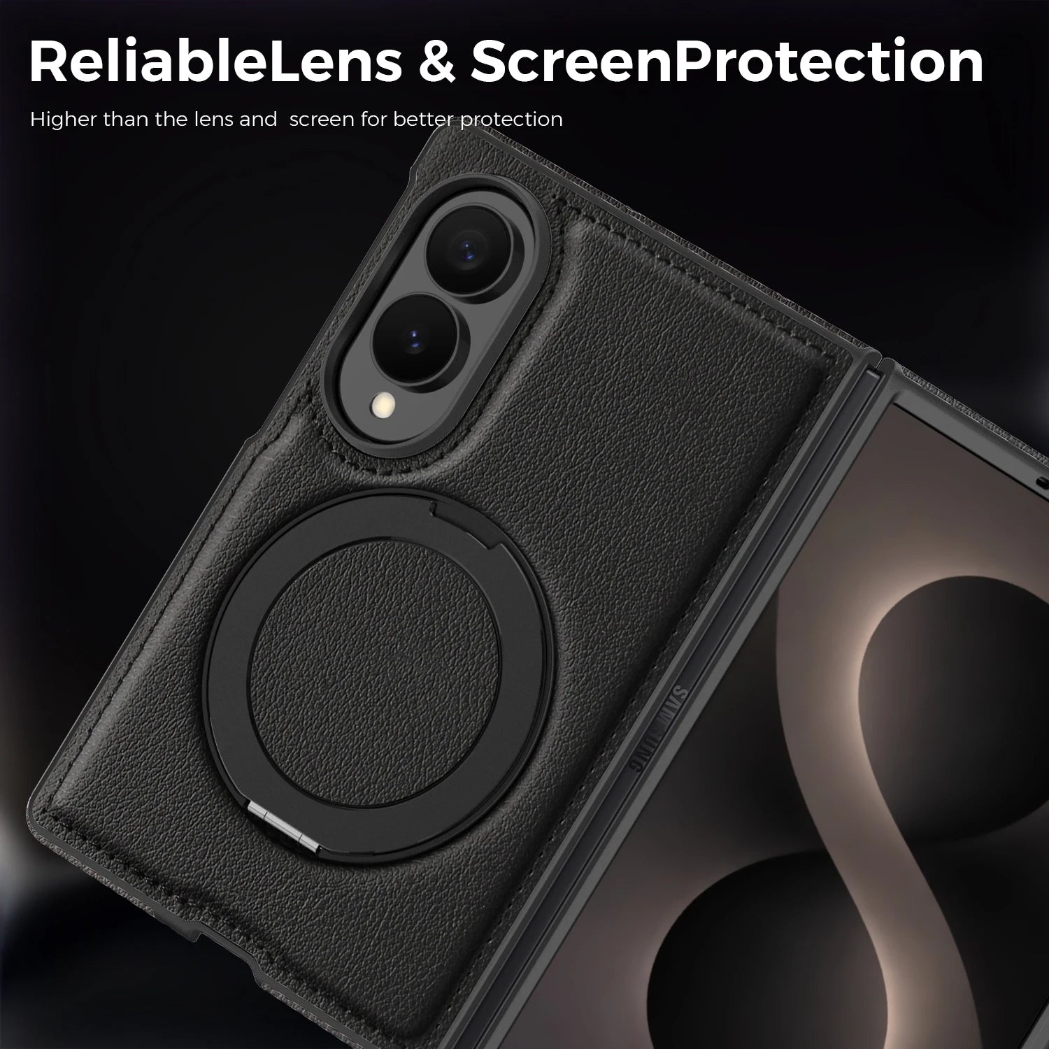 360° Magnetic Leather Ring Stand Case For Galaxy Z Fold 8 Series