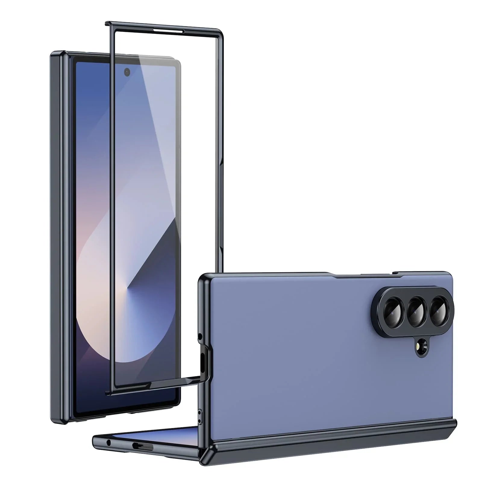Matte Leather Case with Gold Trim & Tempered Film for Samsung Galaxy Z Fold 7