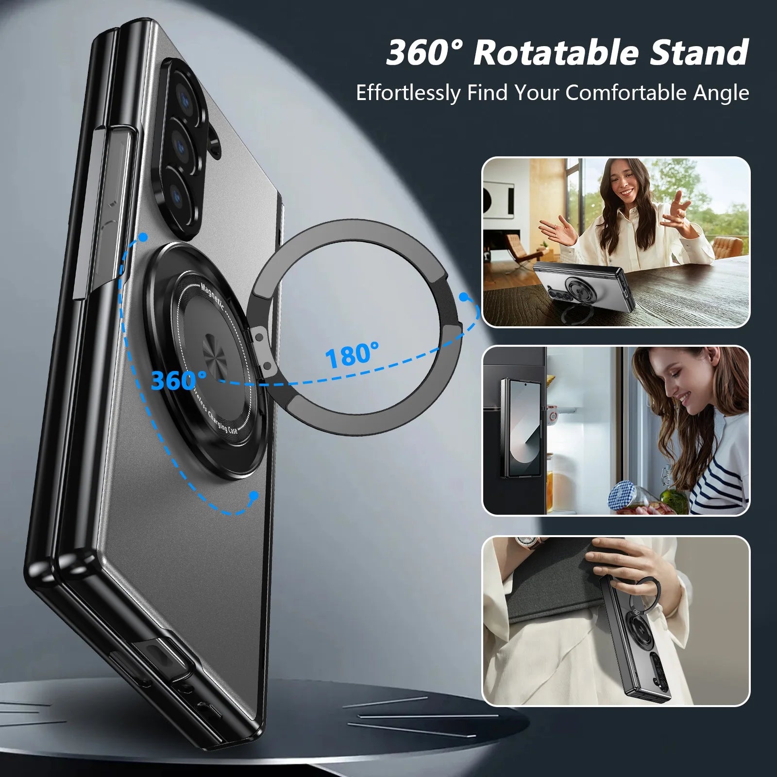 Aluminum Alloy Case with 360° Ring Kickstand for Samsung Galaxy Z Fold 7