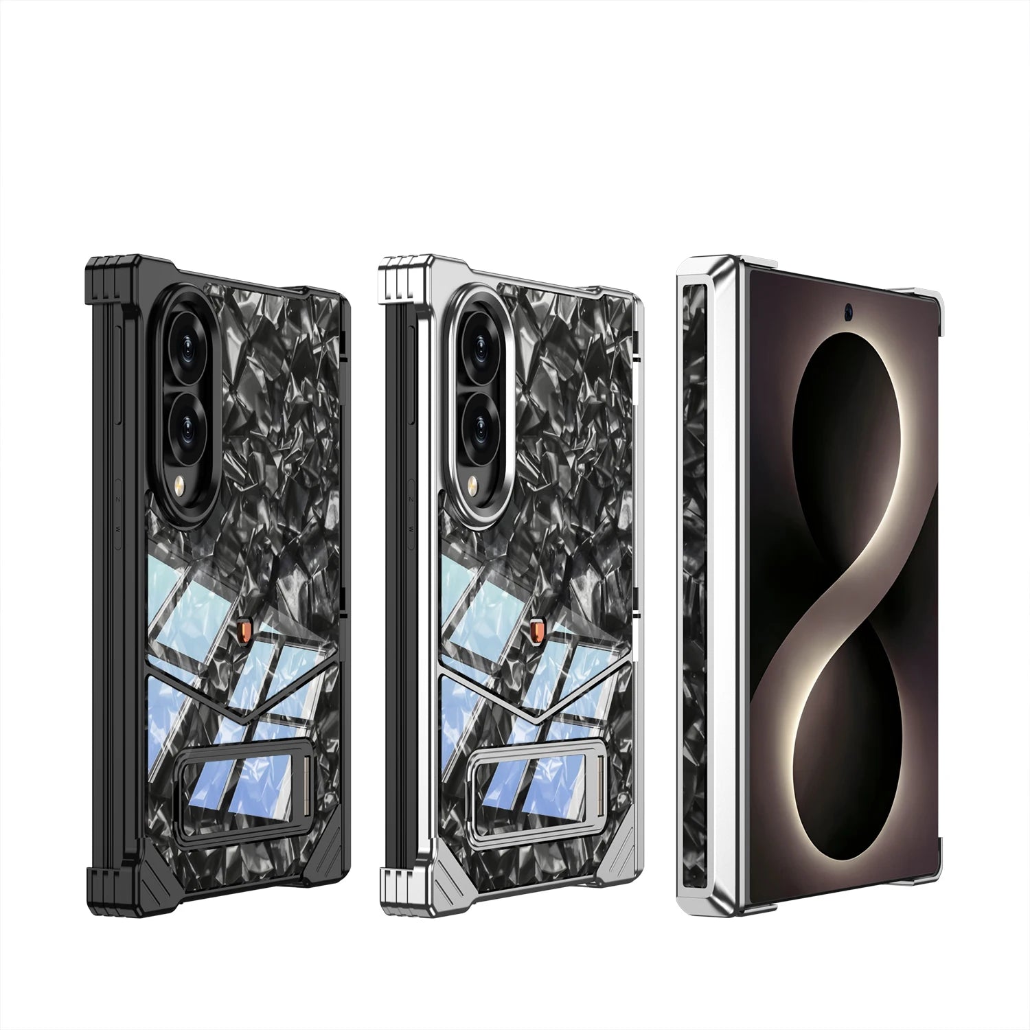 Luxury Alloy Marble Stand Case For Galaxy Z Fold 8 Series