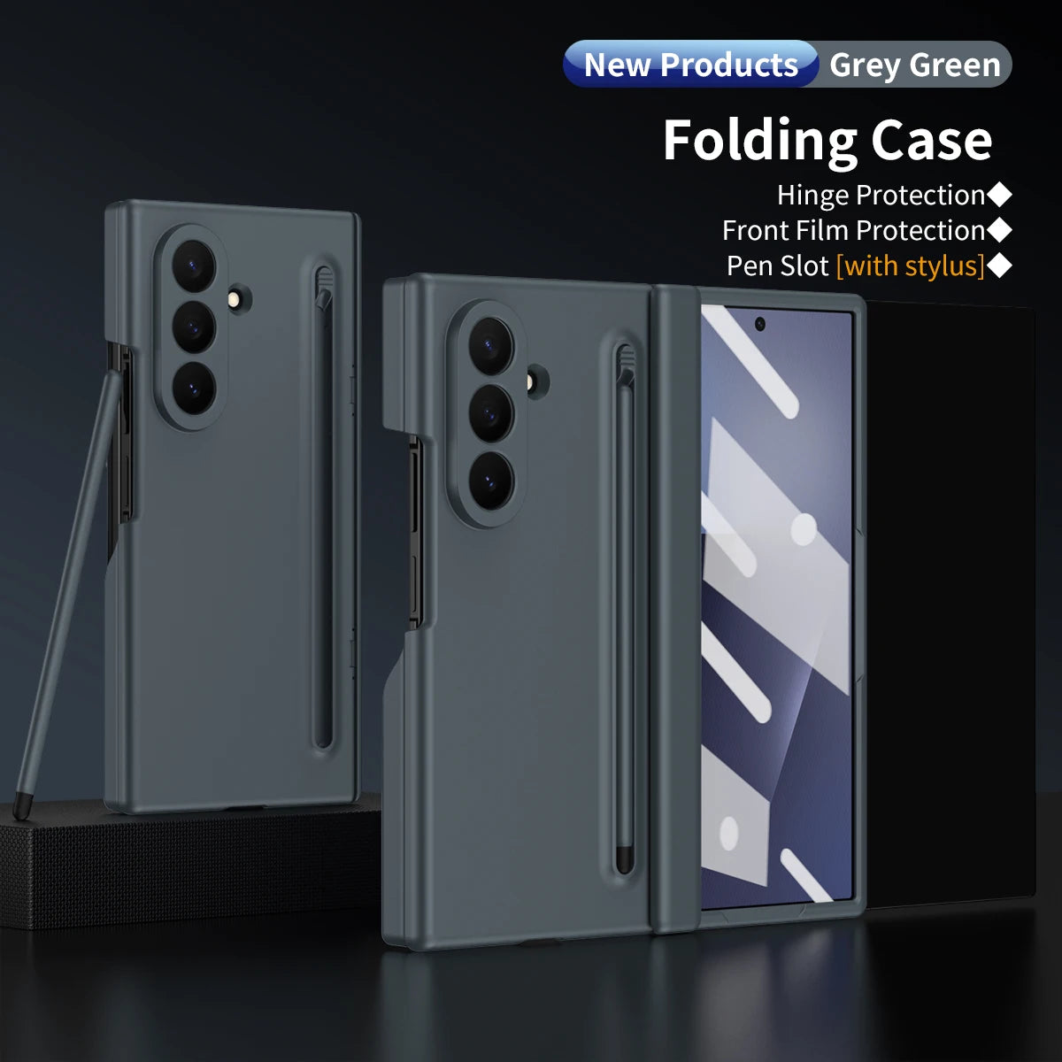 Matte Acrylic Case with S Pen Slot & 9H Glass for Samsung Galaxy Z TriFold