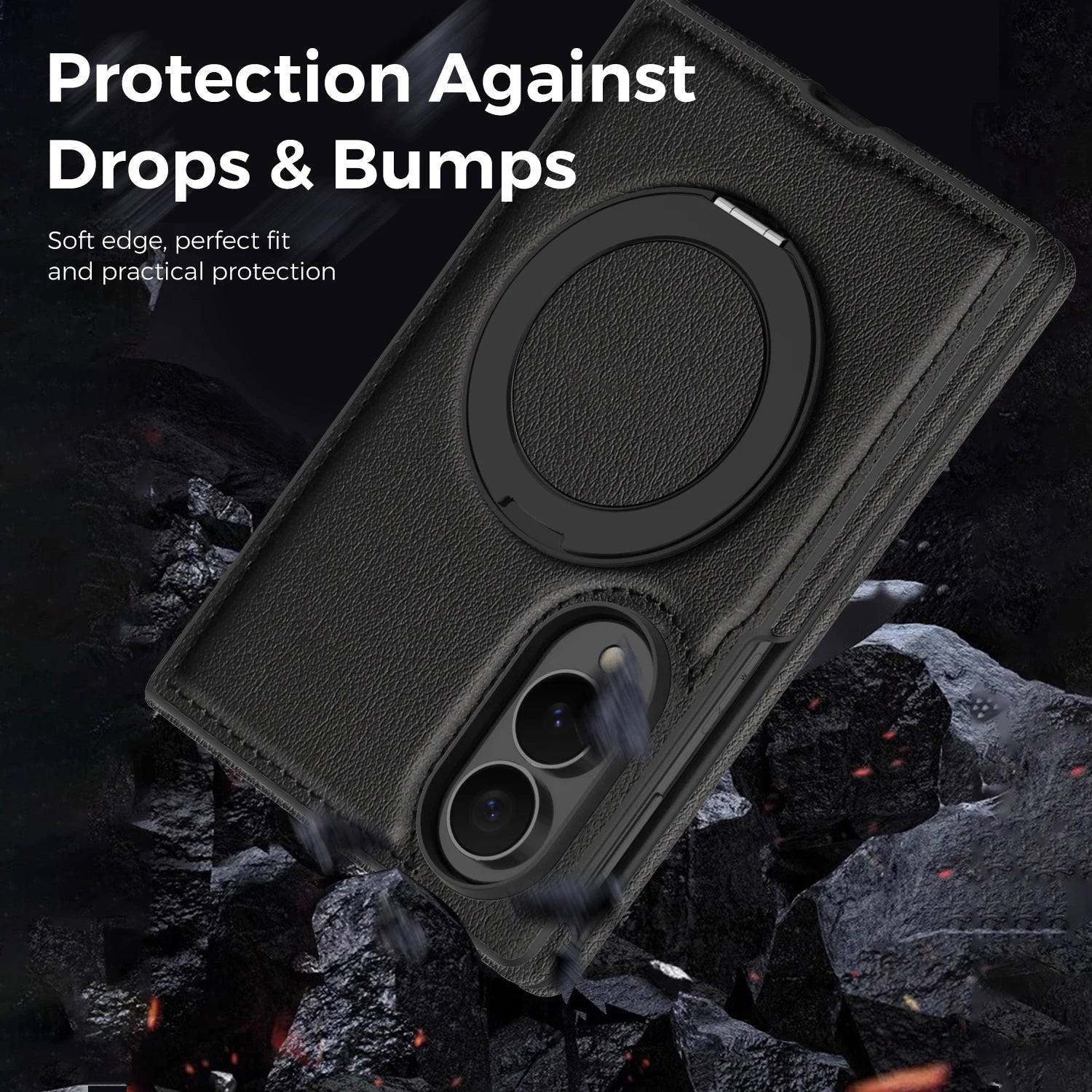 360° Magnetic Leather Ring Stand Case For Galaxy Z Fold 8 Series